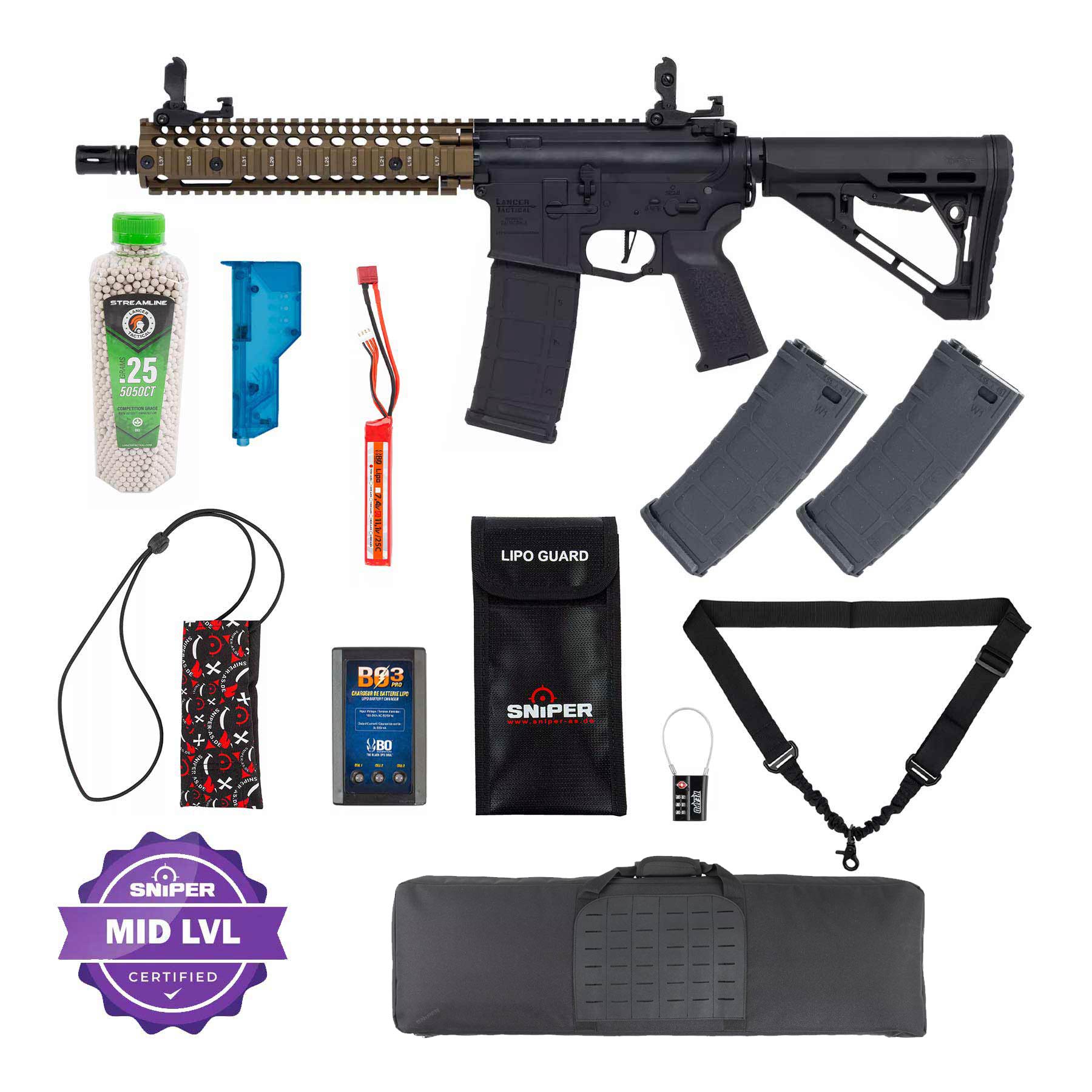 Einsteiger Set #3 - Lancer MK18 Gen3 ETU Full Metal (S)AEG, Black/Bronze