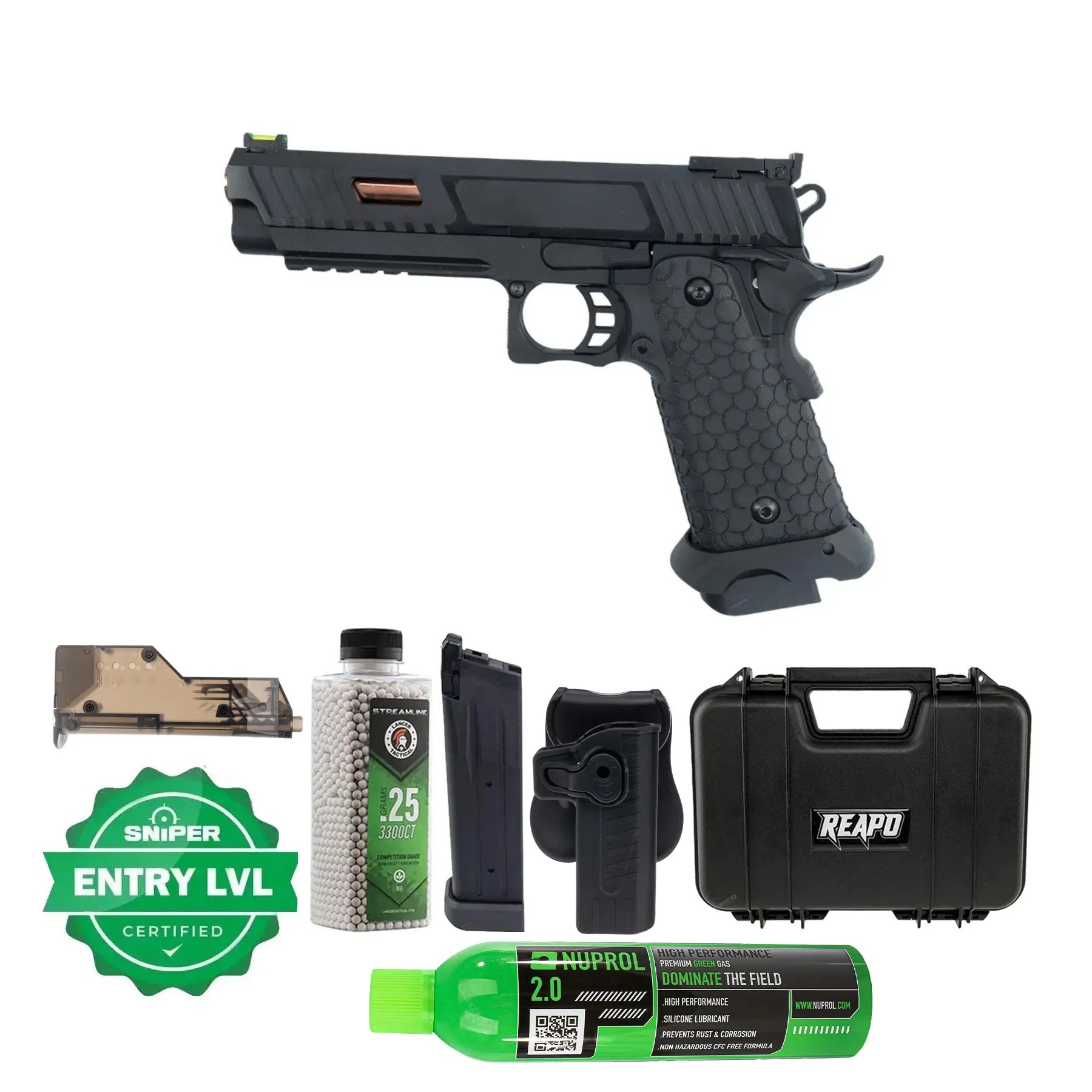 Einsteiger Set #1 - Reapo JW3 BABA YAGA Hi-Capa Softair Pistole, CO2 und Gas