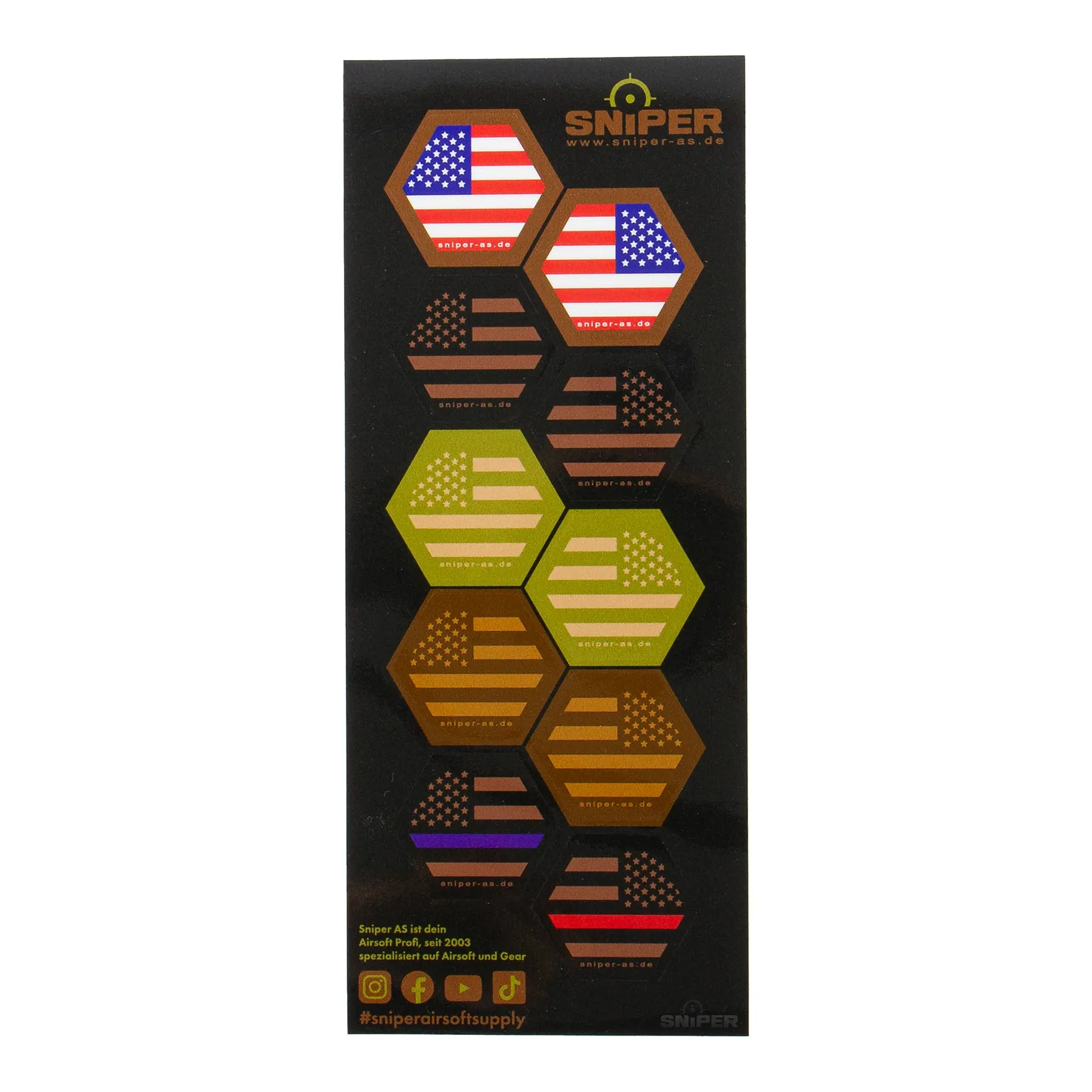 Aufkleber Set, Vinyl Hex Decals, USA