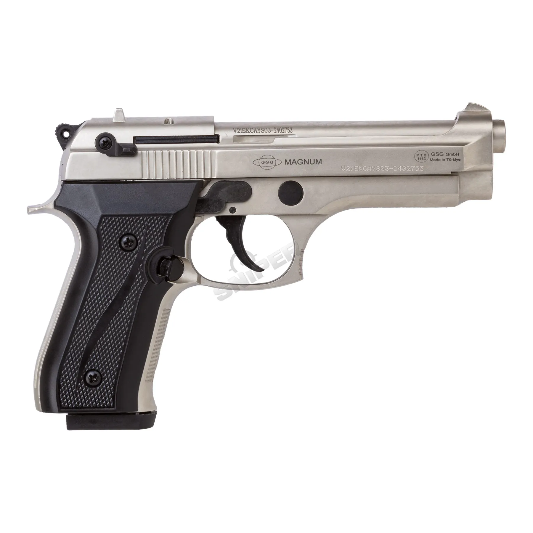 EKOL Firat 9mm P.A.K. Schreckschusspistole, Nickel Silvester Bundle #1 EKOL Firat 9mm P.A.K. Schreckschusspistole, Nickel