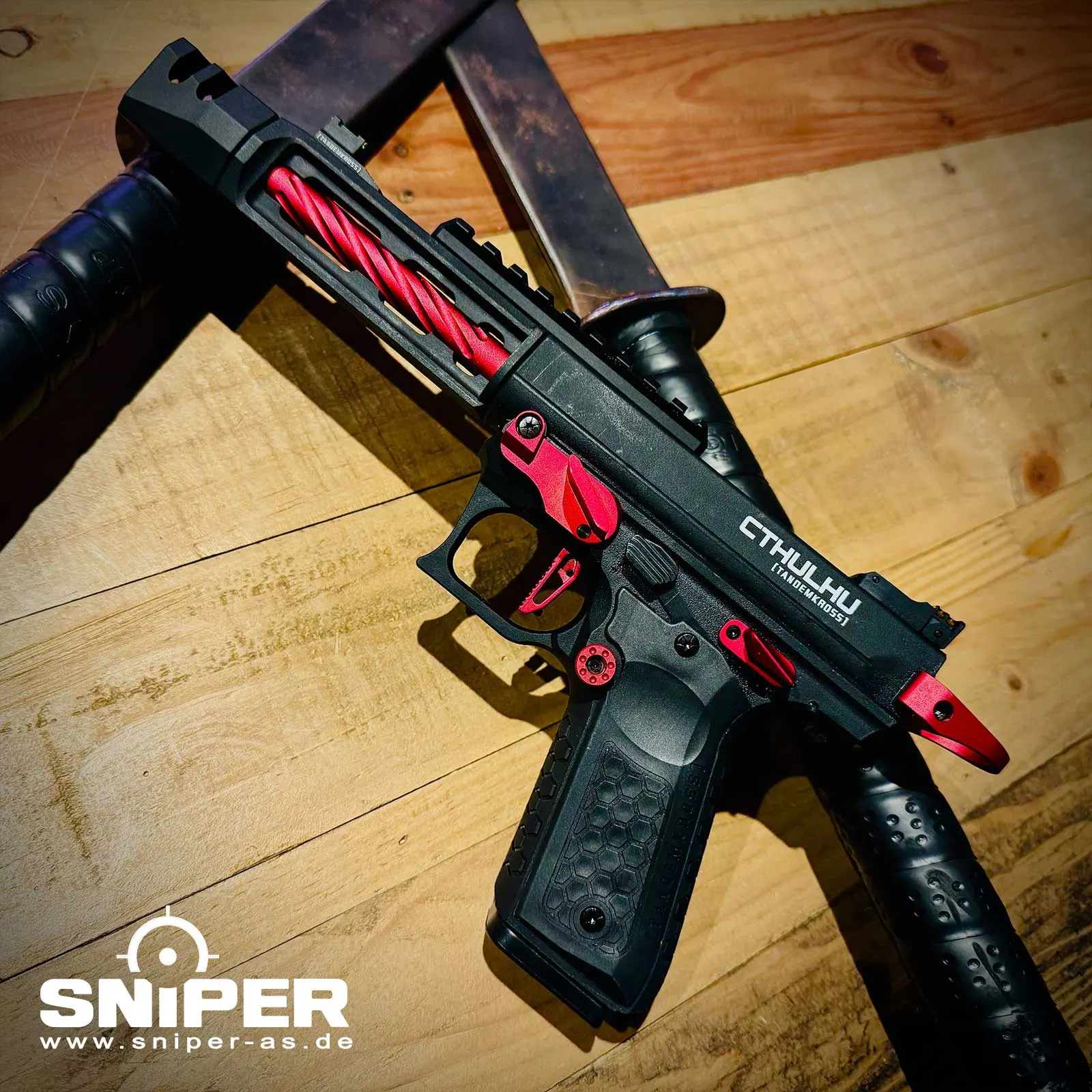 Lancer Tandemkross Cthulhu GBB Softair Pistole, Black/Red Lancer Tandemkross Cthulhu GBB Softair Pistole, Black/Red