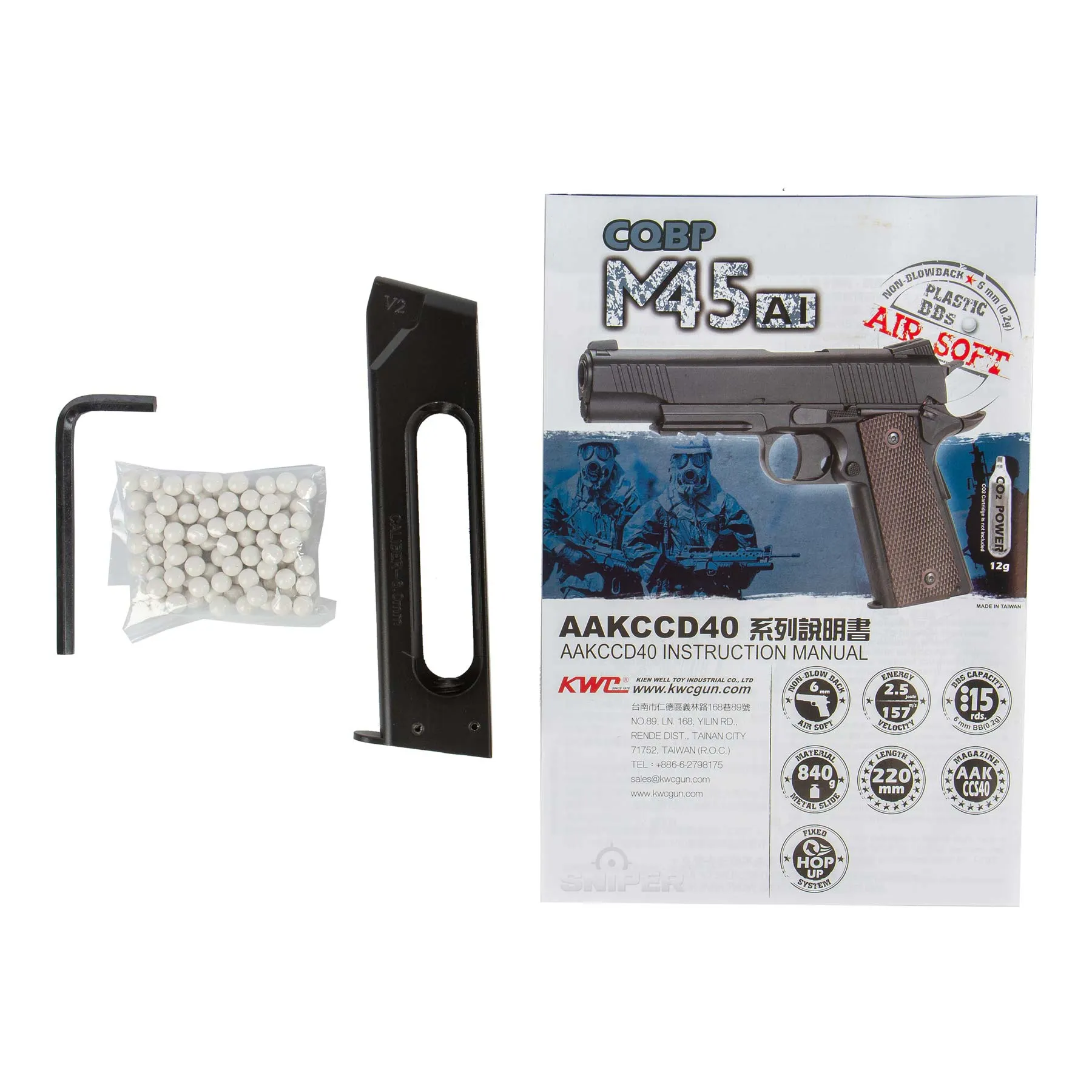 KWC M45 A1 Full Metal CO2 NBB Softair Pistole KWC M45 A1 Full Metal CO2 NBB Softair Pistole