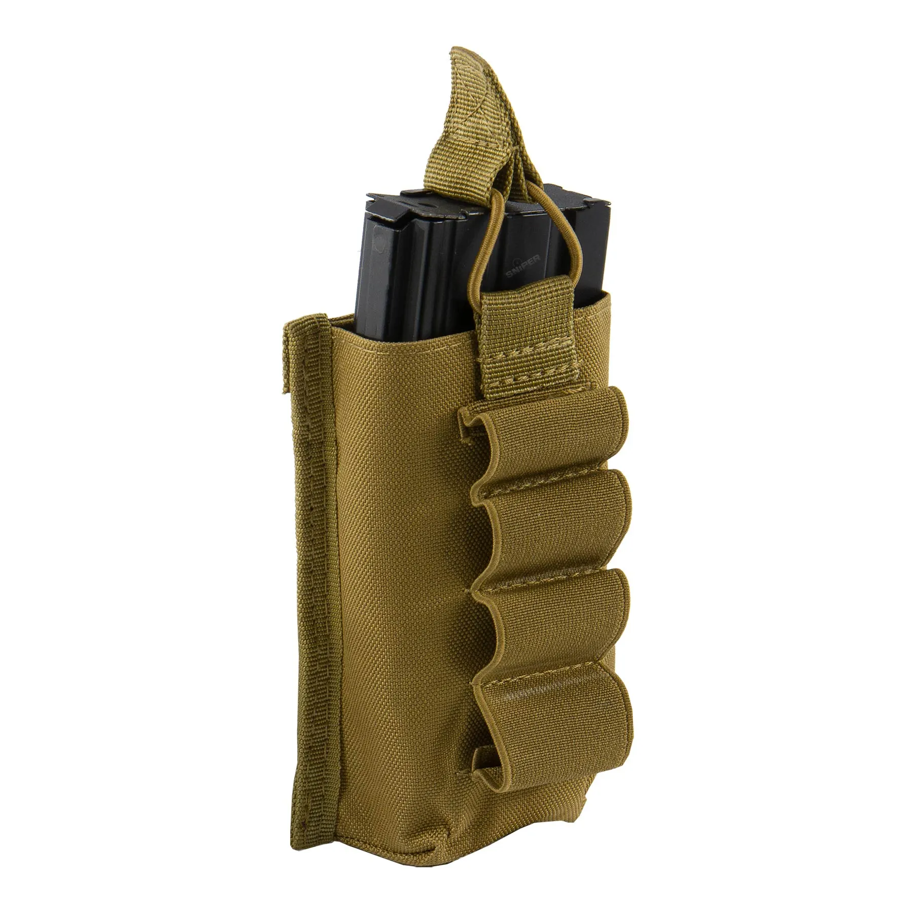 Single M4 Mag Pouch inkl. Shotgun Holder, Tan Single M4 Mag Pouch inkl. Shotgun Holder, Tan