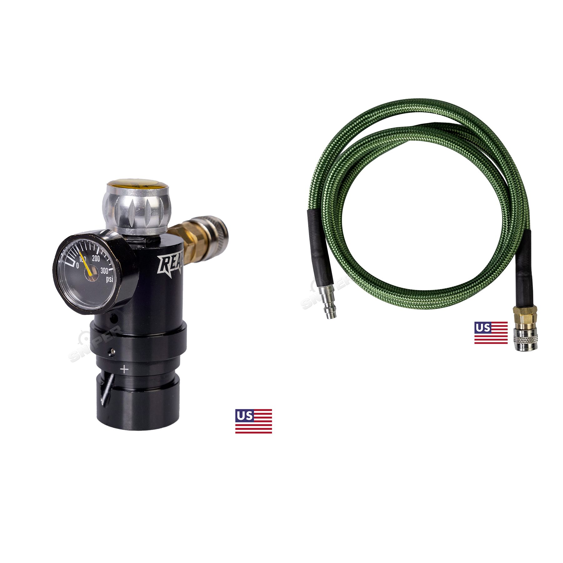Reapo Twister Micro Regulator w/ Valve & 40" Green Remote Line, US Version