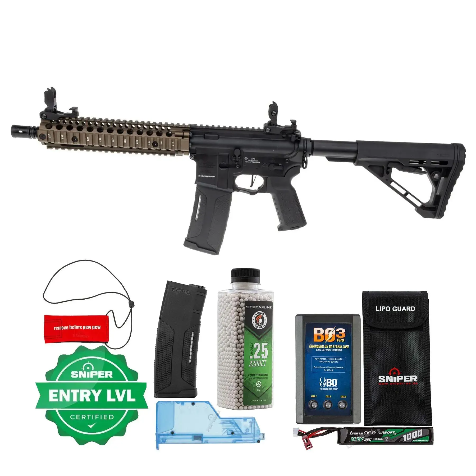 Einsteiger Set #1 - Lancer MK18 Gen3 New Version w/ ETU Full Metal (S)AEG, Black/Bronze