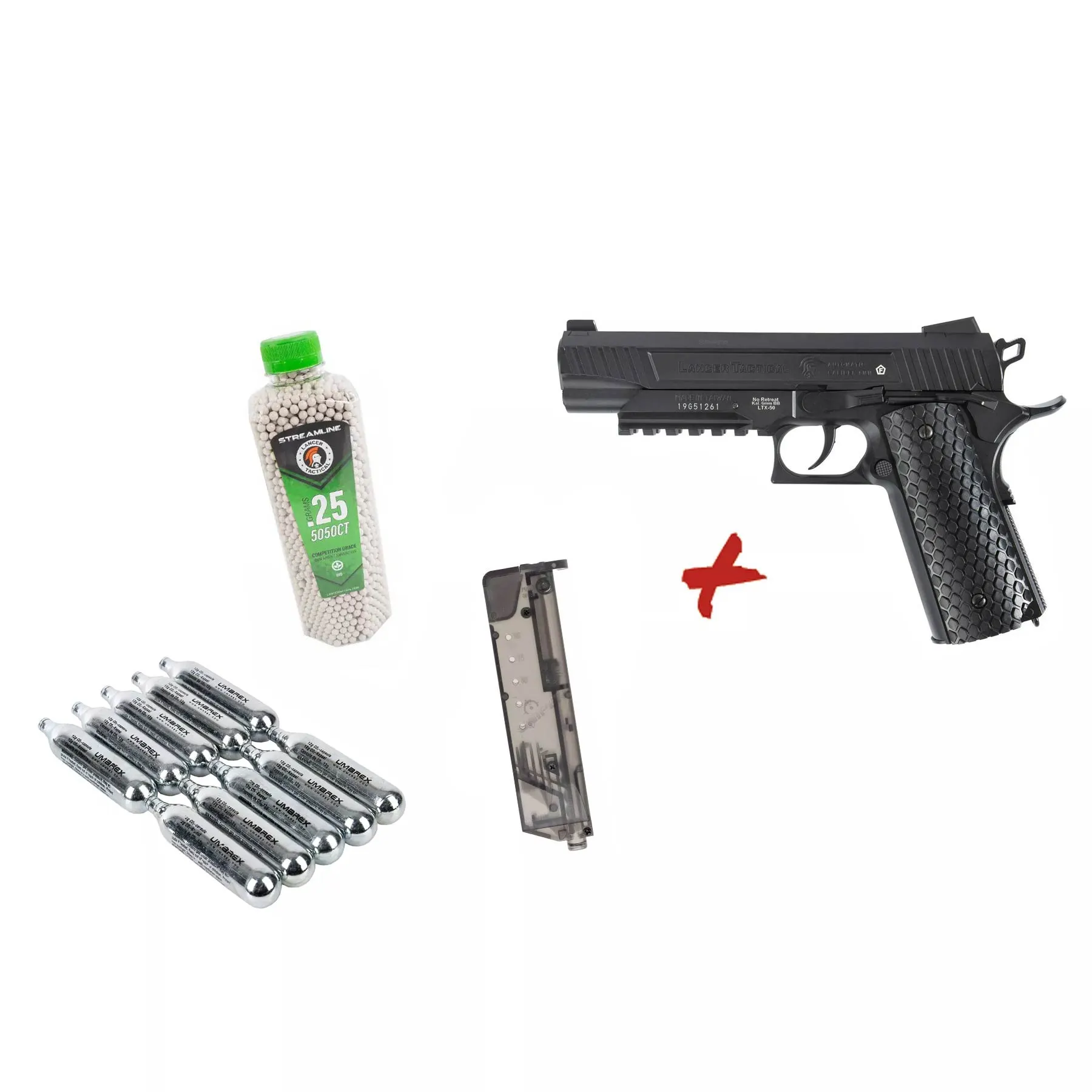 Bundle Deal #1 - Lancer Tactical LTX-50B 1911, CO2