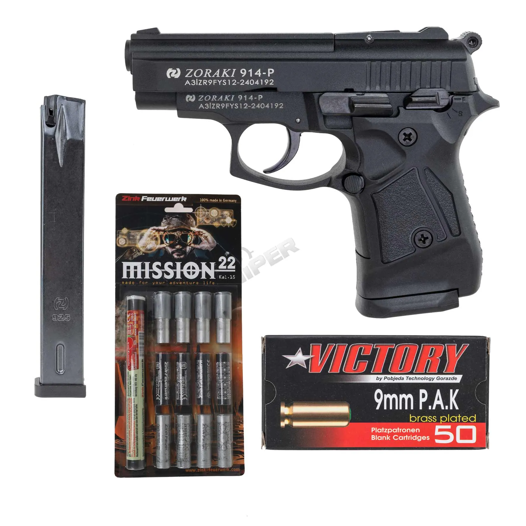 Silvester Bundle #2 Zoraki 914 9mm P.A.K. Schreckschusspistole, Black