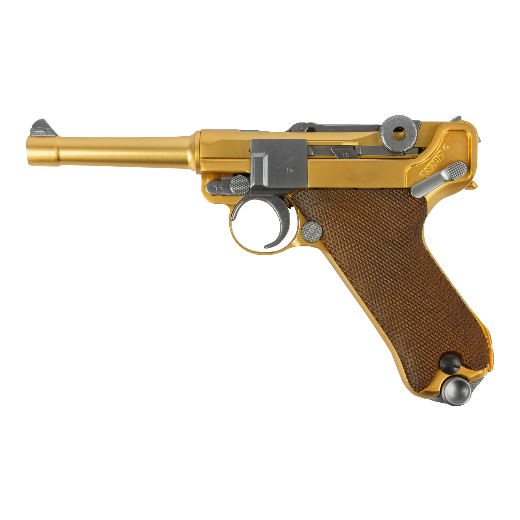 WE P08 Full Metal Gold GBB Softair Pistole