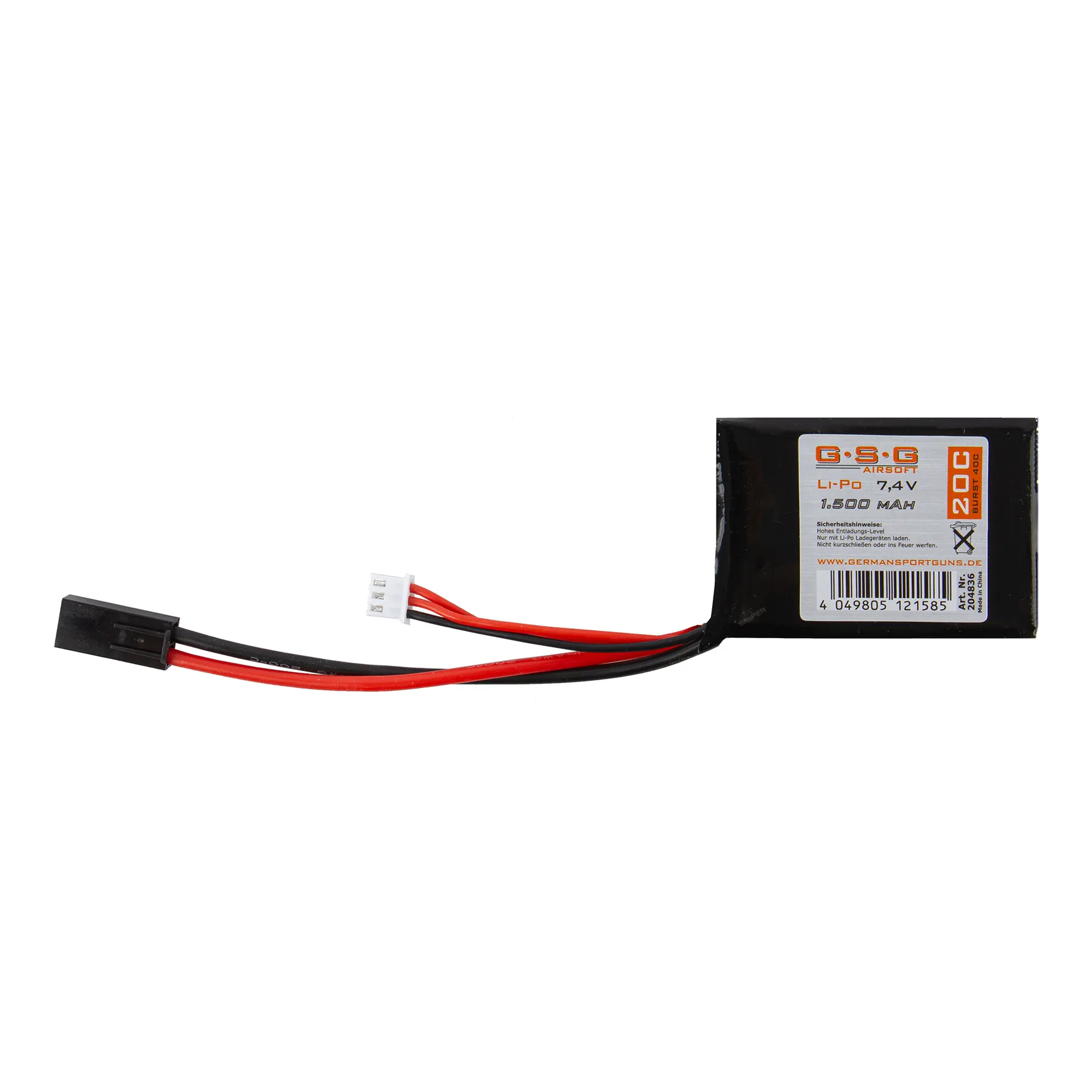 Tamiya 7,4V 1500mAh 20C LiPo Akku, 1 Stick PEQ