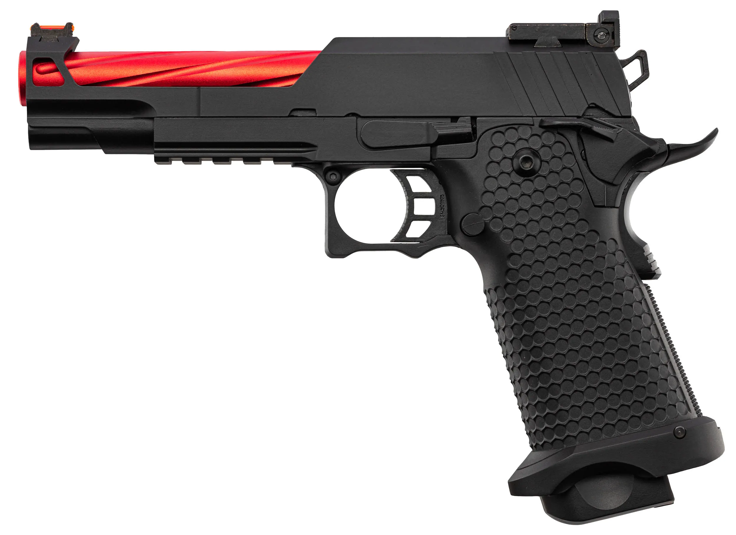 Golden Eagle 5.1 Hi-Capa Fluted GBB Airsoft Pistole, Black/Red
