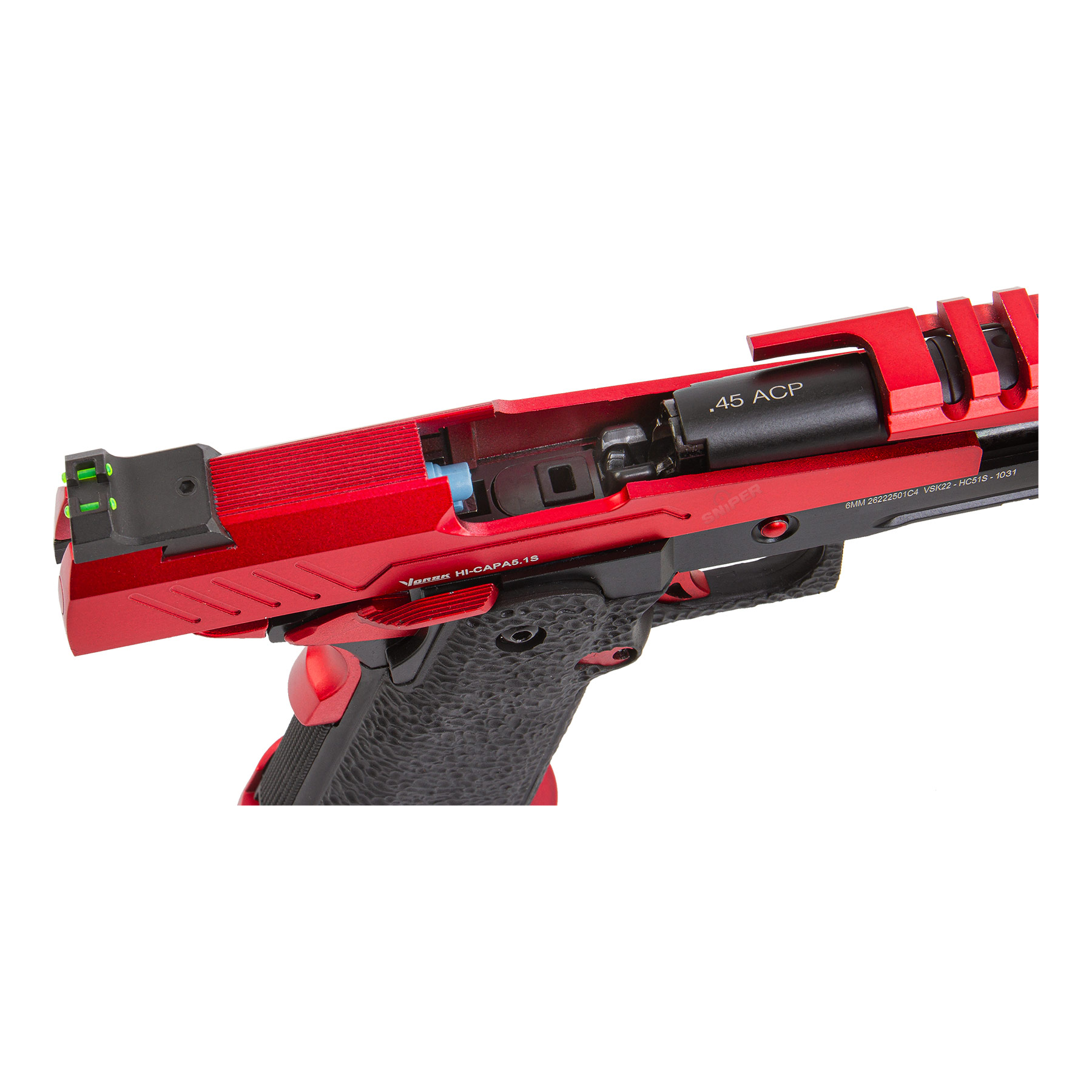 Vorsk Hi-Capa 5.1 Red/Black Split Slide GBB Softair Pistole
