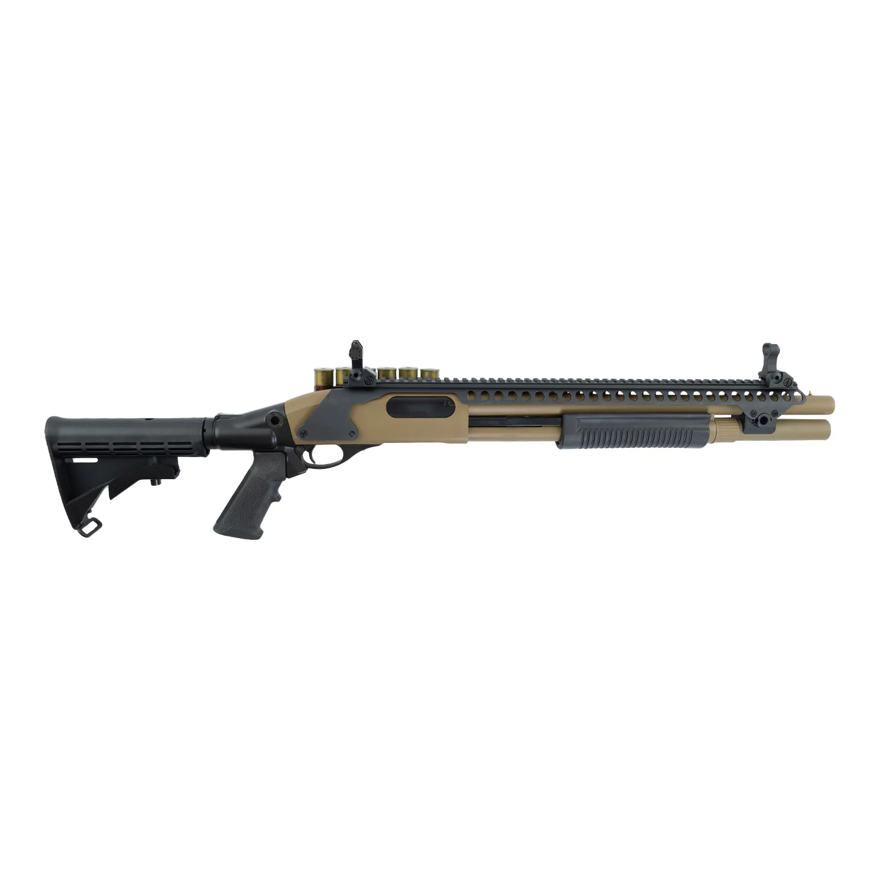 M870 AR Tactical Tri-Shot Gas Action Shotgun, Tan M870 AR Tactical Tri-Shot Gas Action Shotgun, Tan