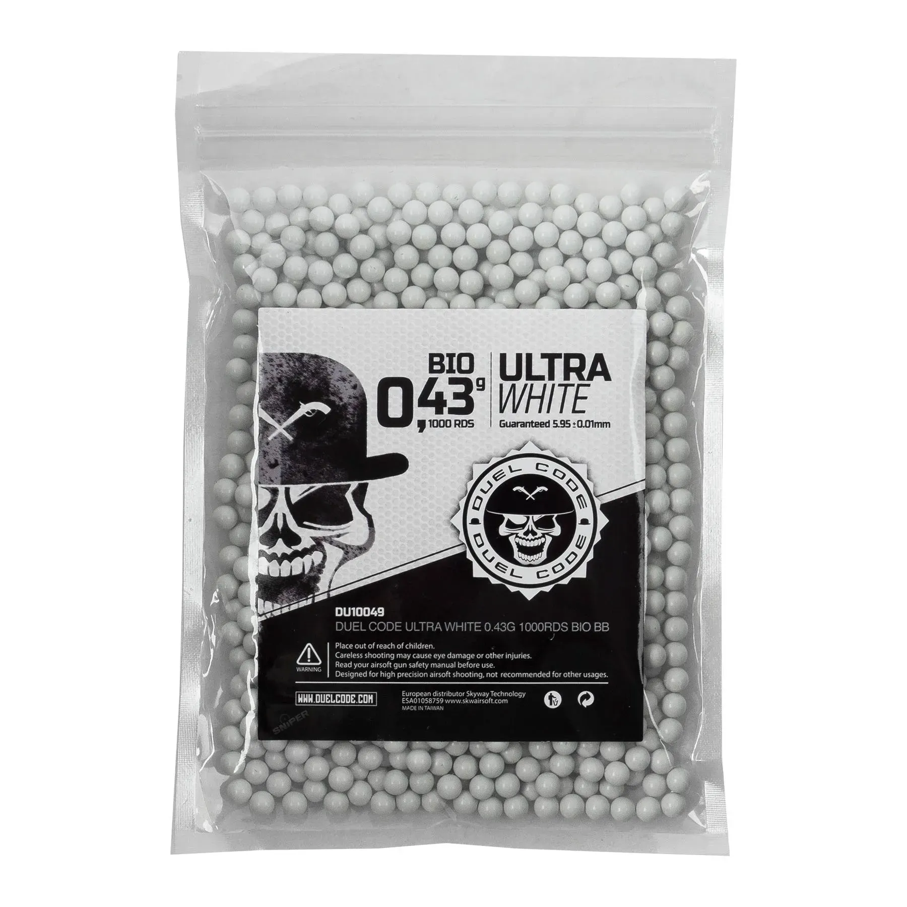 Duel Code Ultra White Bio BBs 0,43g, 1000rds Duel Code Ultra White Bio BBs 0,43g, 1000rds