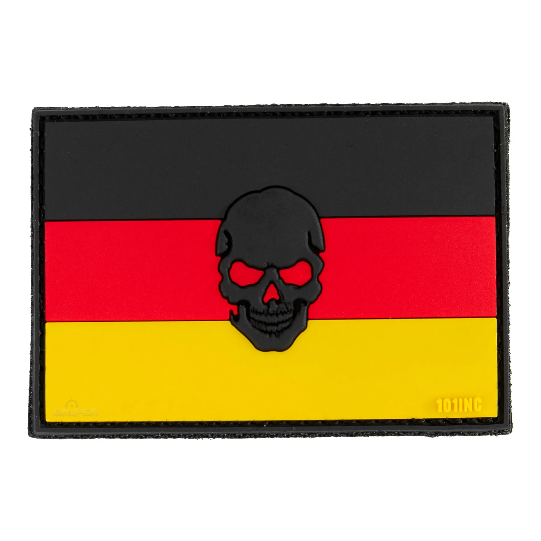 Deutschland Skull PVC Patch, schwarz/rot/gelb