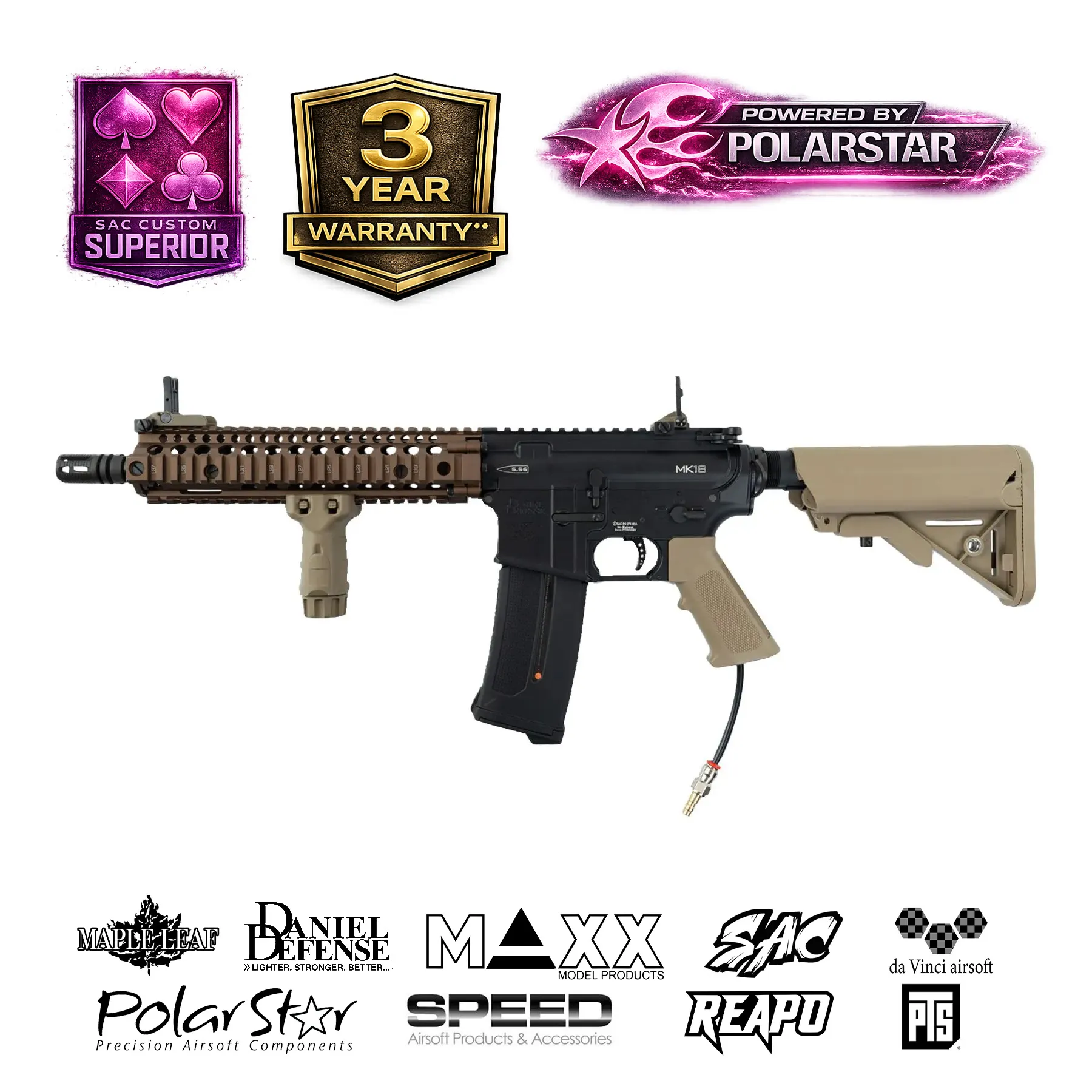 SAC x Polarstar Daniel Defense MK18, HPA, Dualtone