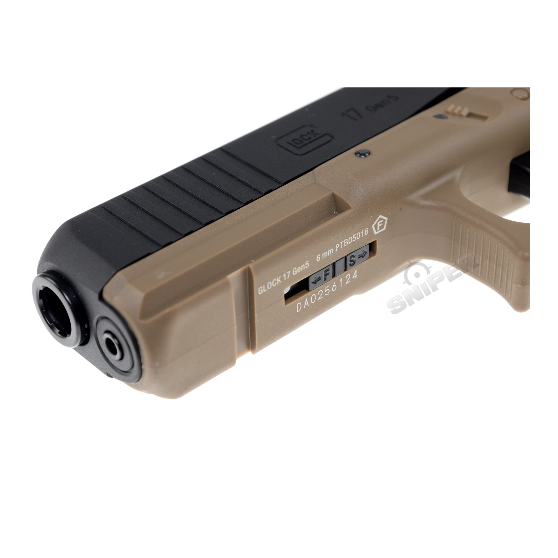 Glock 17 Gen 5 GBB Softair Pistole, Black/Tan