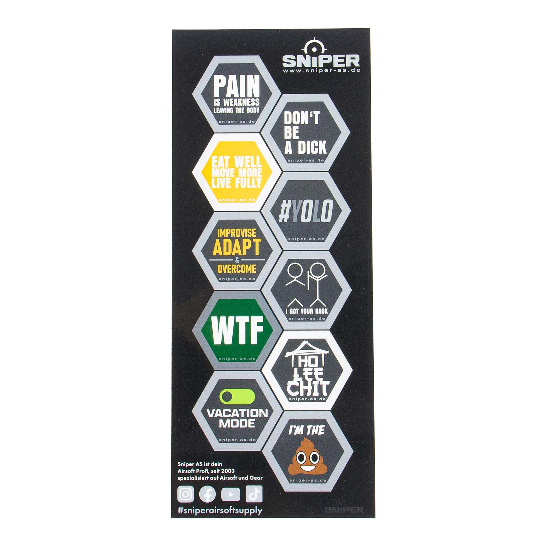 Aufkleber Set, Vinyl Hex Decals, say something