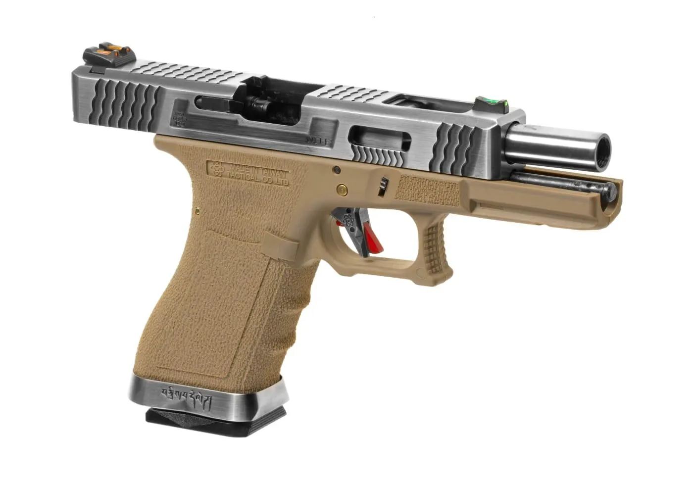WE Force 08 Silver Barrel Metal-Slide GBB Softair, Tan