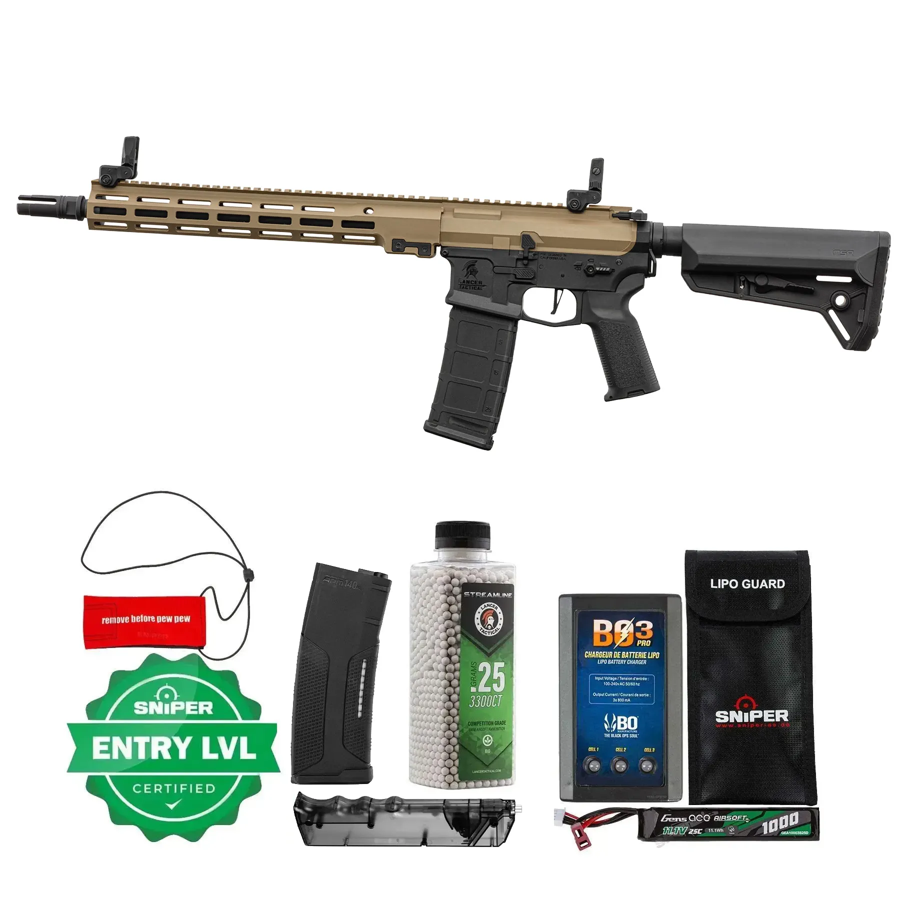 Einsteiger Set #1 - Lancer LT-44 Stalker 12" NSR w/ Nebula ETU (S)AEG, Bi-Tone
