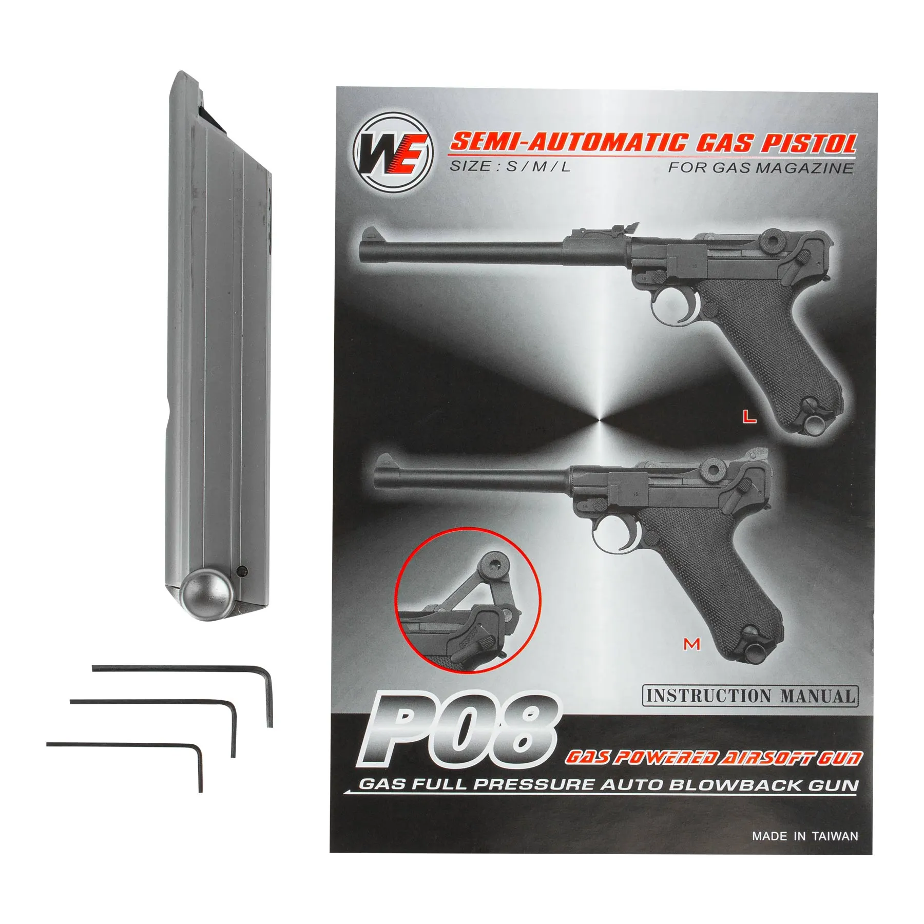 WE P08 Full Metal Gold GBB Softair Pistole WE P08 Full Metal Gold GBB Softair Pistole