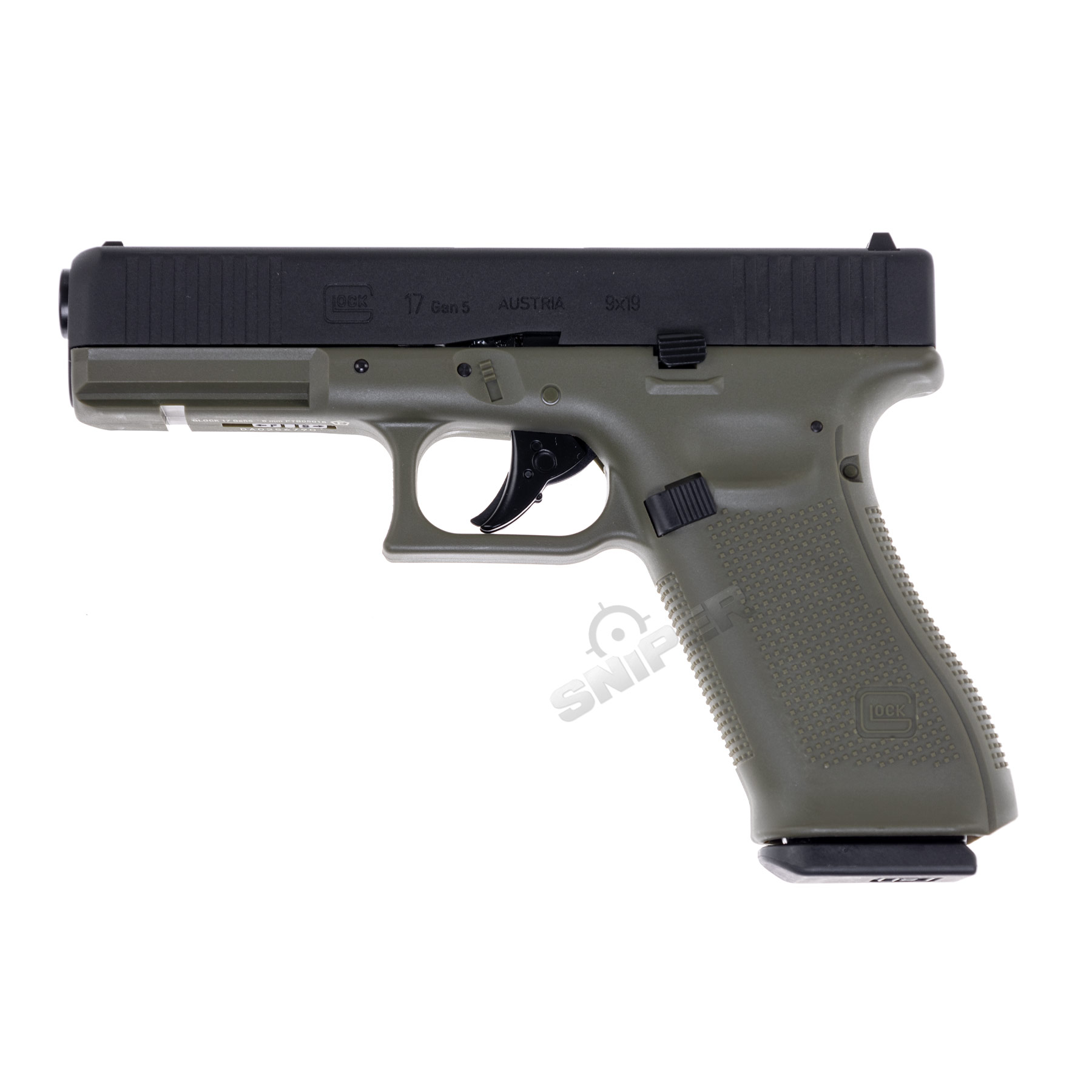 Glock 17 Gen 5 GBB Softair Pistole, Black/Green