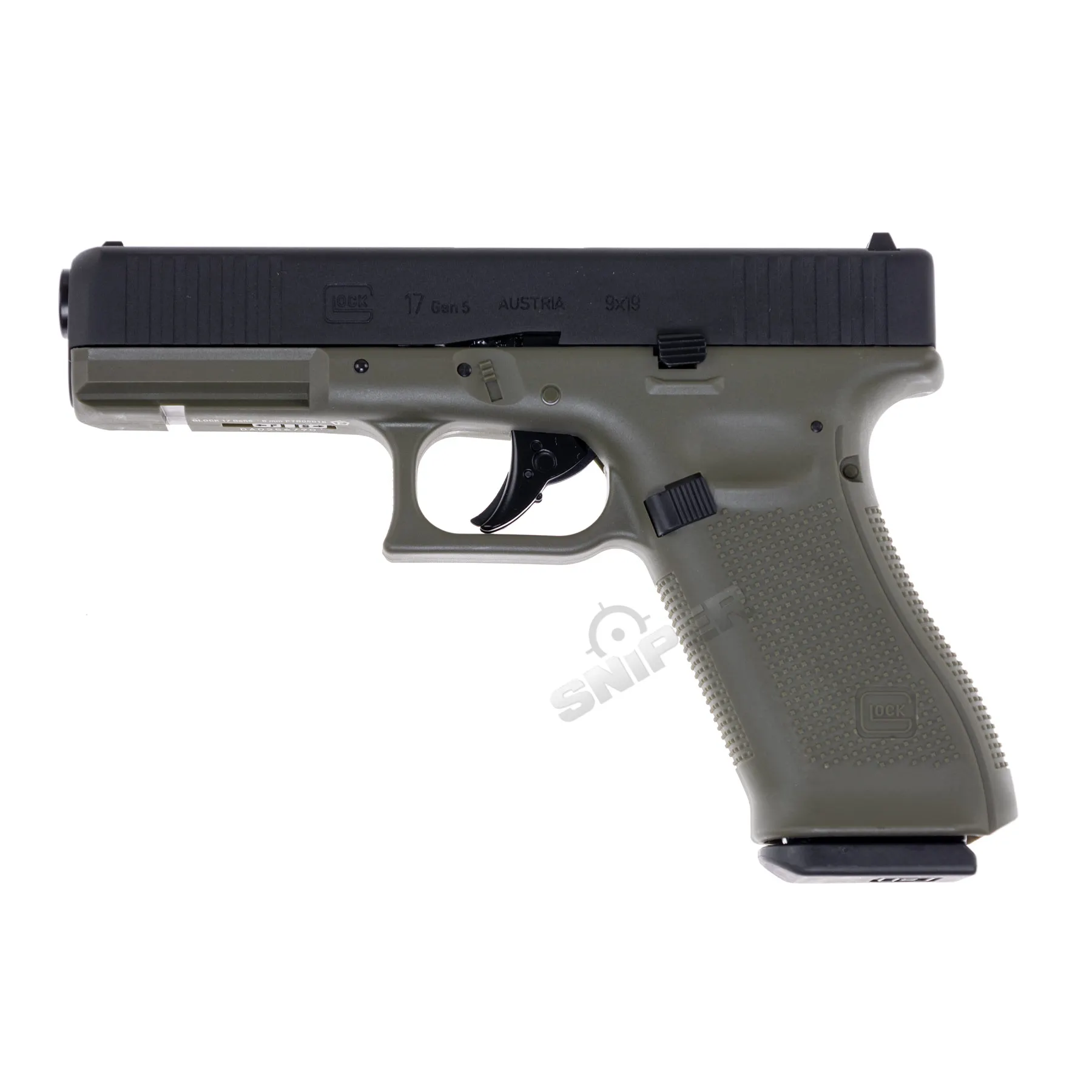 Glock 17 Gen 5 GBB Softair Pistole, Black/Green Glock 17 Gen 5 GBB Softair Pistole, Black/Green