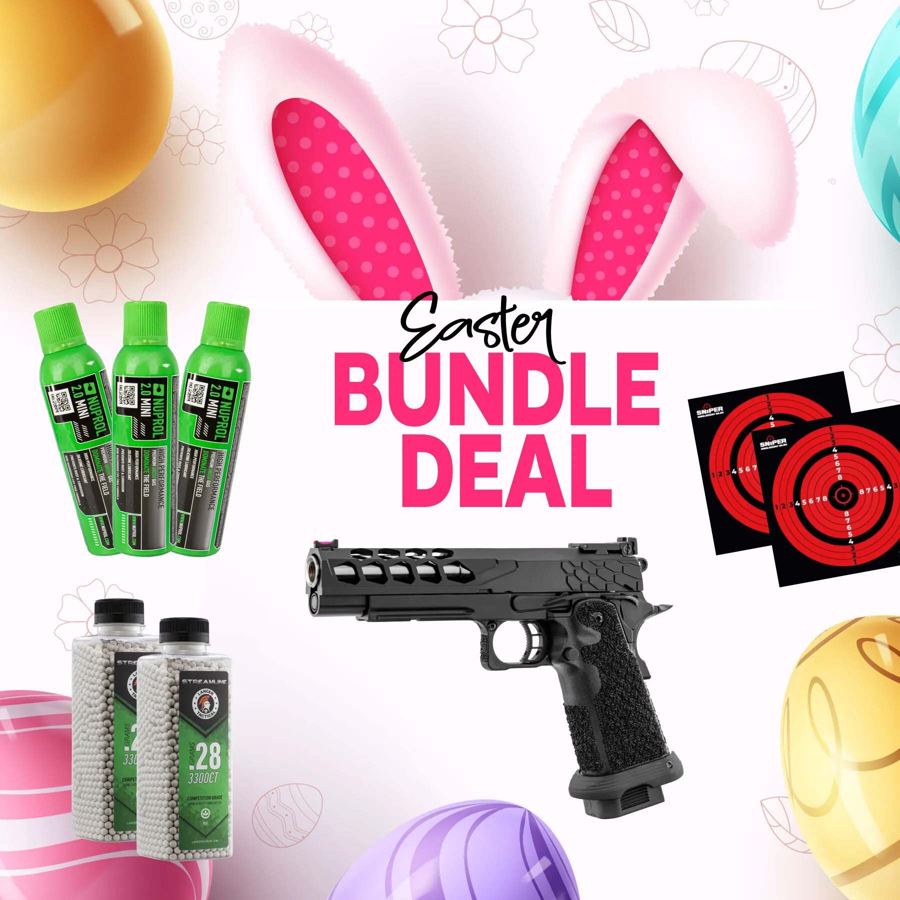 Easter Bundle - Lancer Tactical LTX-7B Stryk Hi-Capa GBB Softairpistole, Black