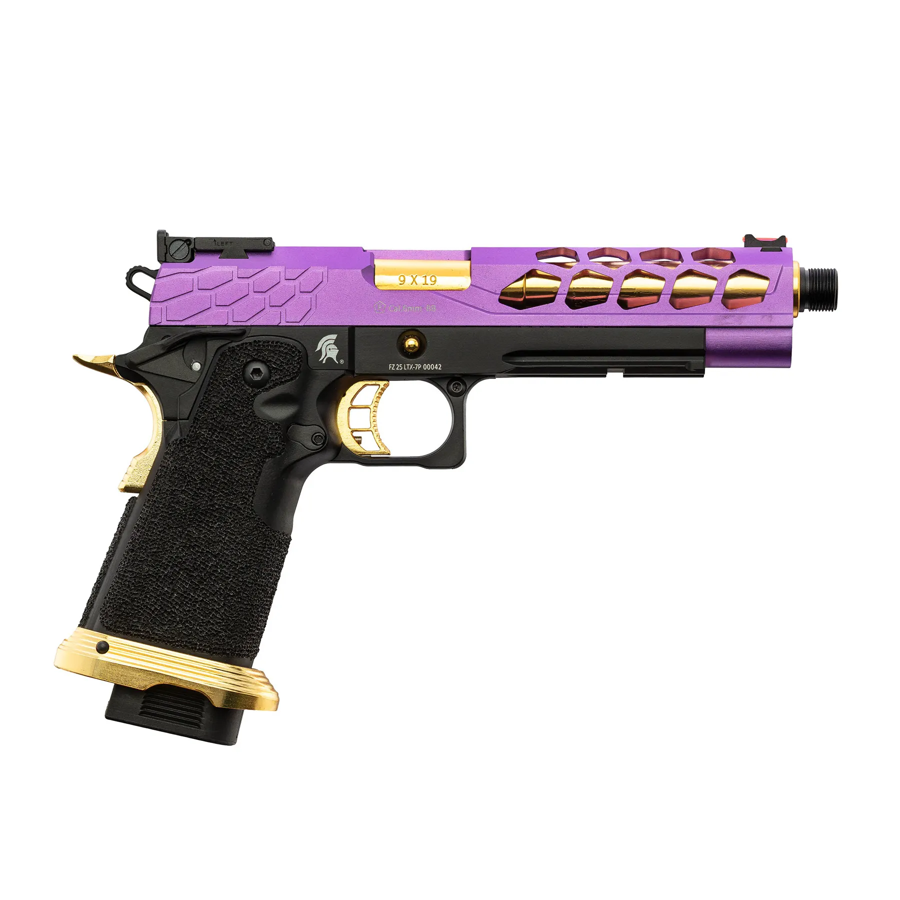 Lancer Tactical LTX-7B Stryk Hi-Capa GBB Softairpistole, Purple & Gold