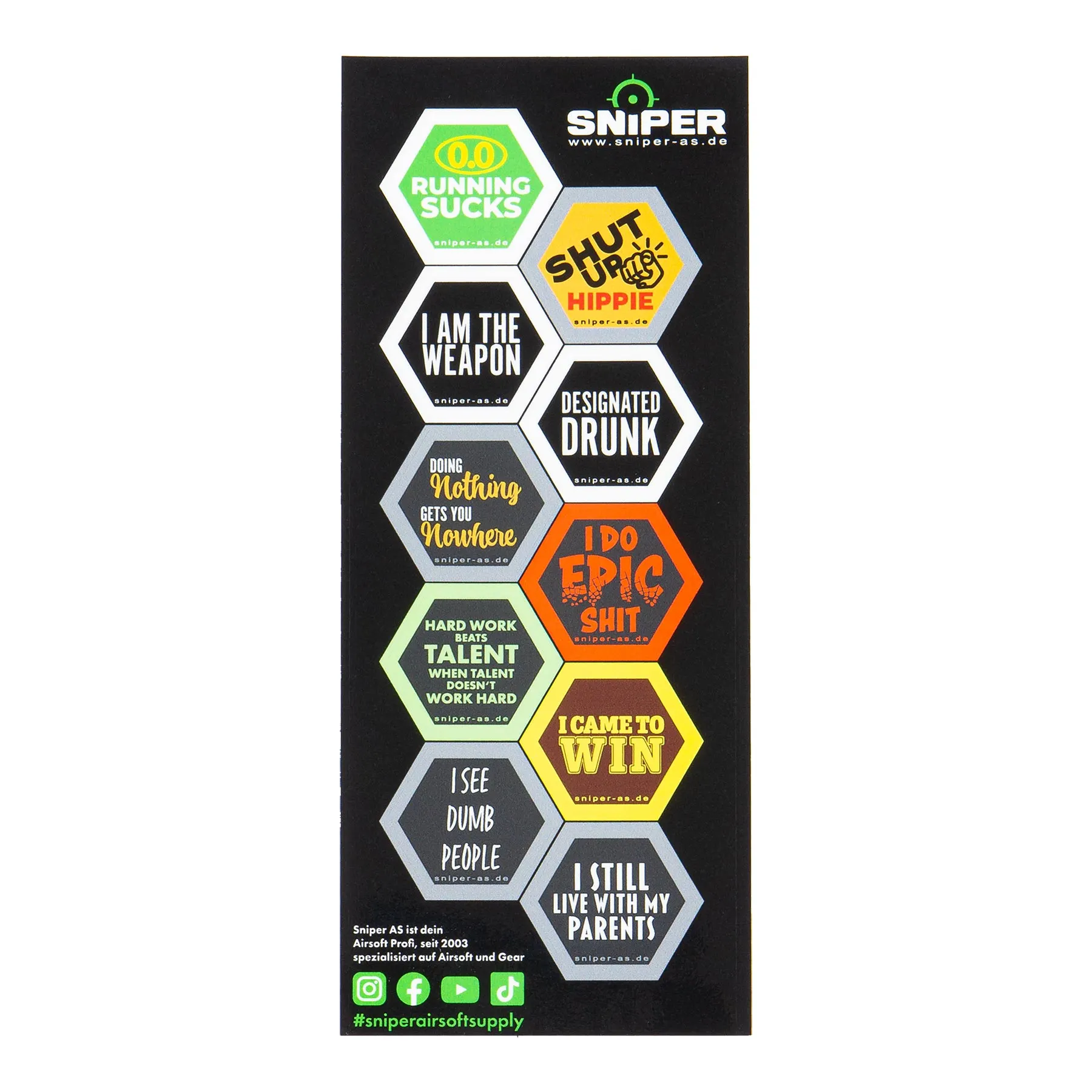 Aufkleber Set, Vinyl Hex Decals, catchphrases #3