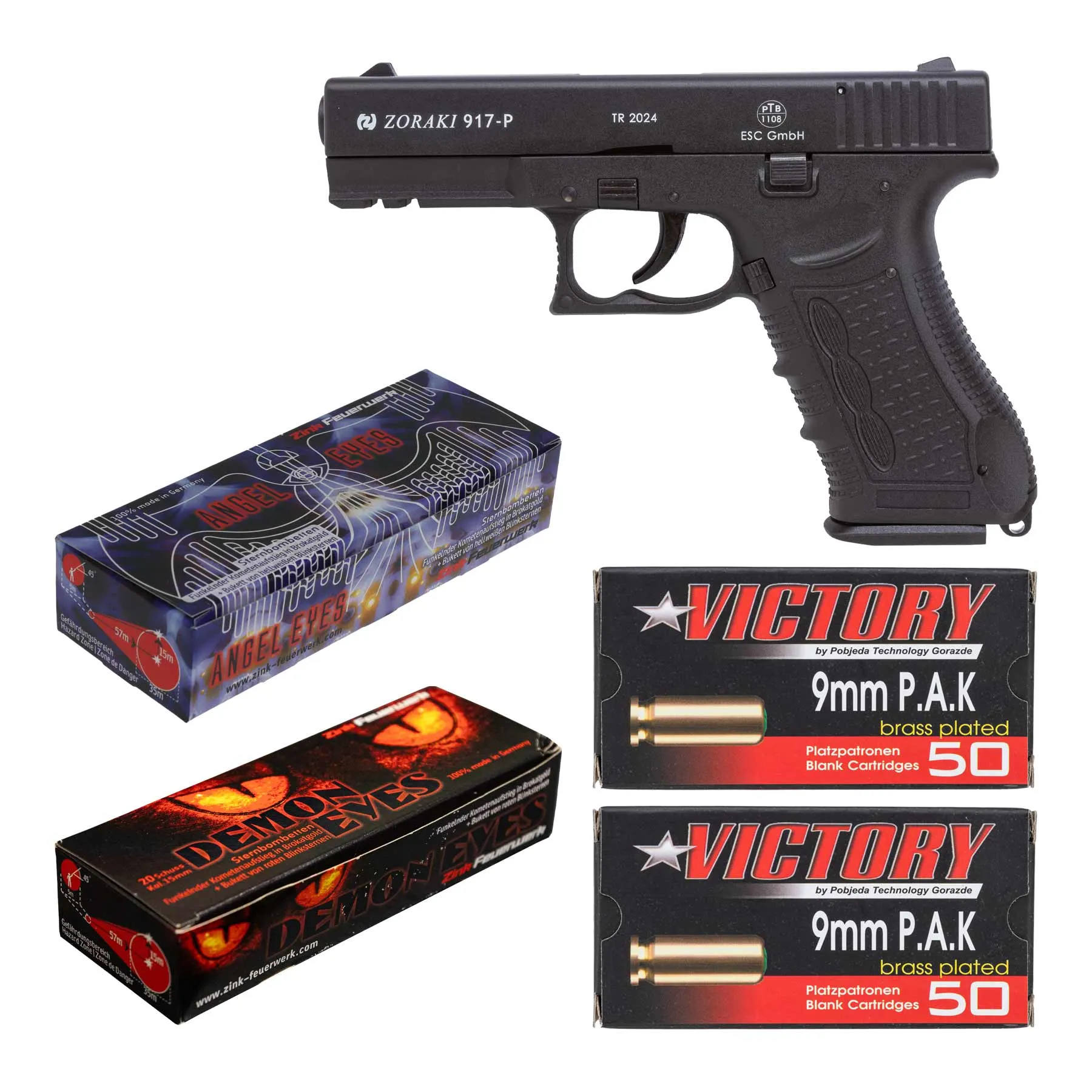 Silvester Bundle #2 Zoraki 917 9mm P.A.K. Schreckschusspistole, Black