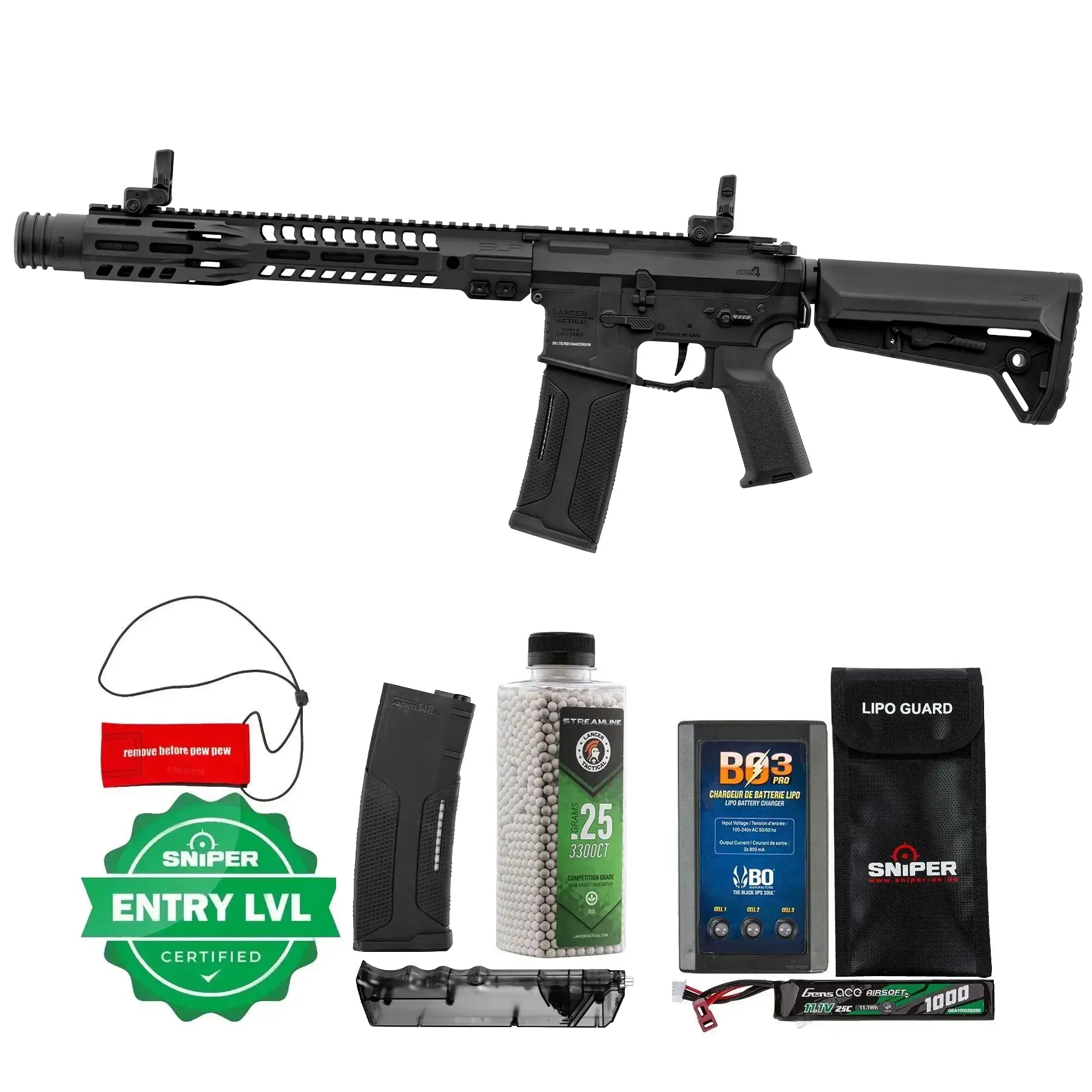 Einsteiger Set #1 - Lancer Tactical SLR 13" Gen.4 w/ Aster ETU (S)AEG, Black