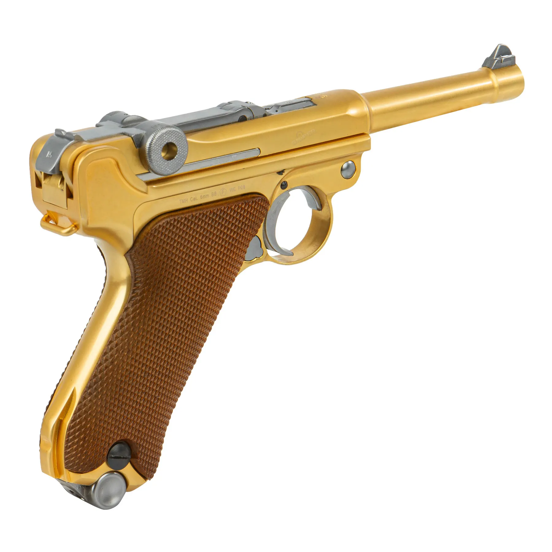 WE P08 Full Metal Gold GBB Softair Pistole