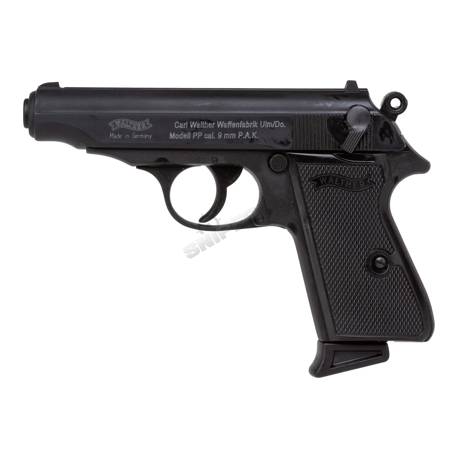 Walther PP 9mm P.A.K. Schreckschusspistole, Black Walther PP 9mm P.A.K. Schreckschusspistole, Black