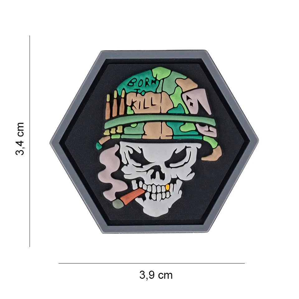 Patch 3D PVC Hexagon Skull Vietnam Ace