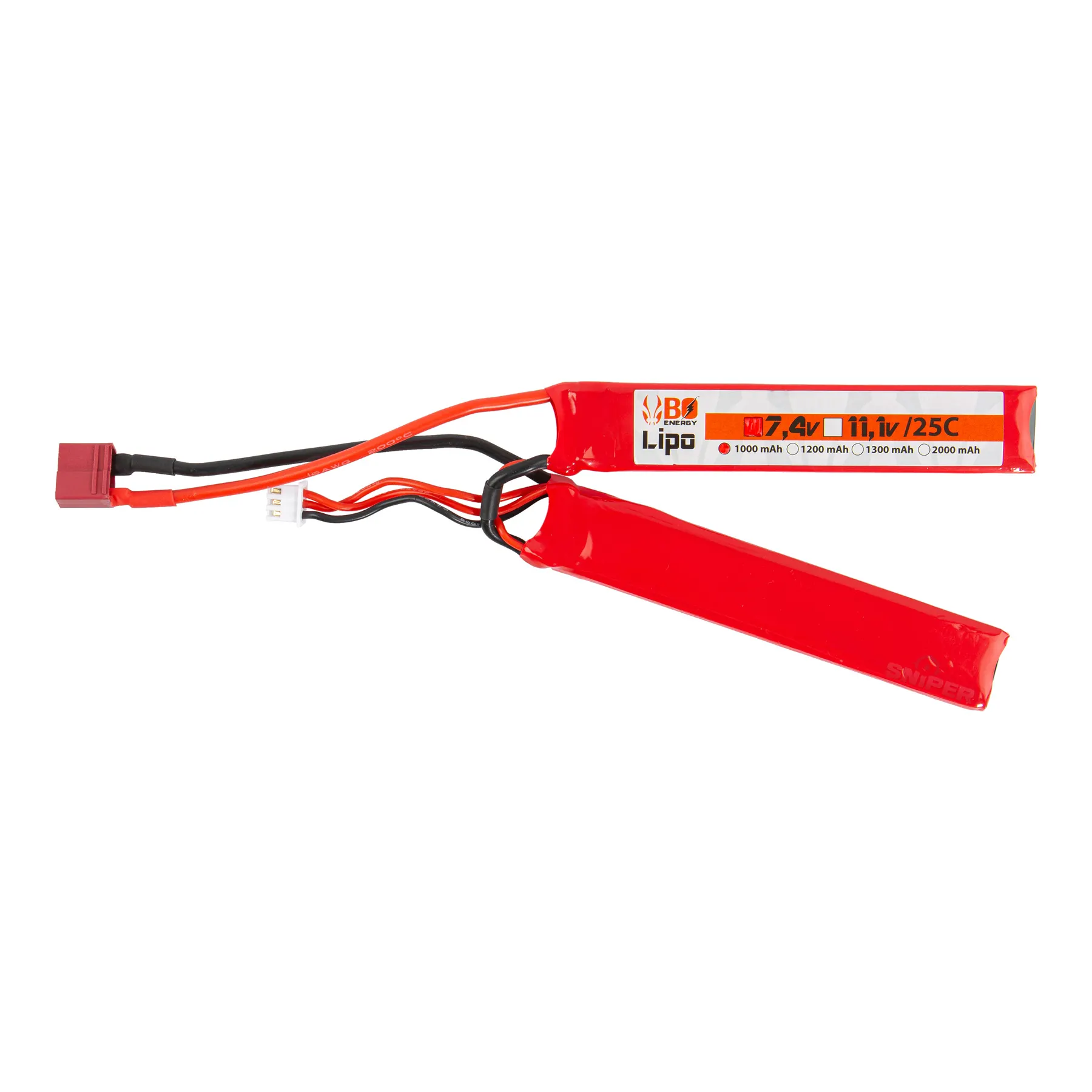 DEANS 7,4V 1000mAh LiPo Akku 25C, 2 Sticks