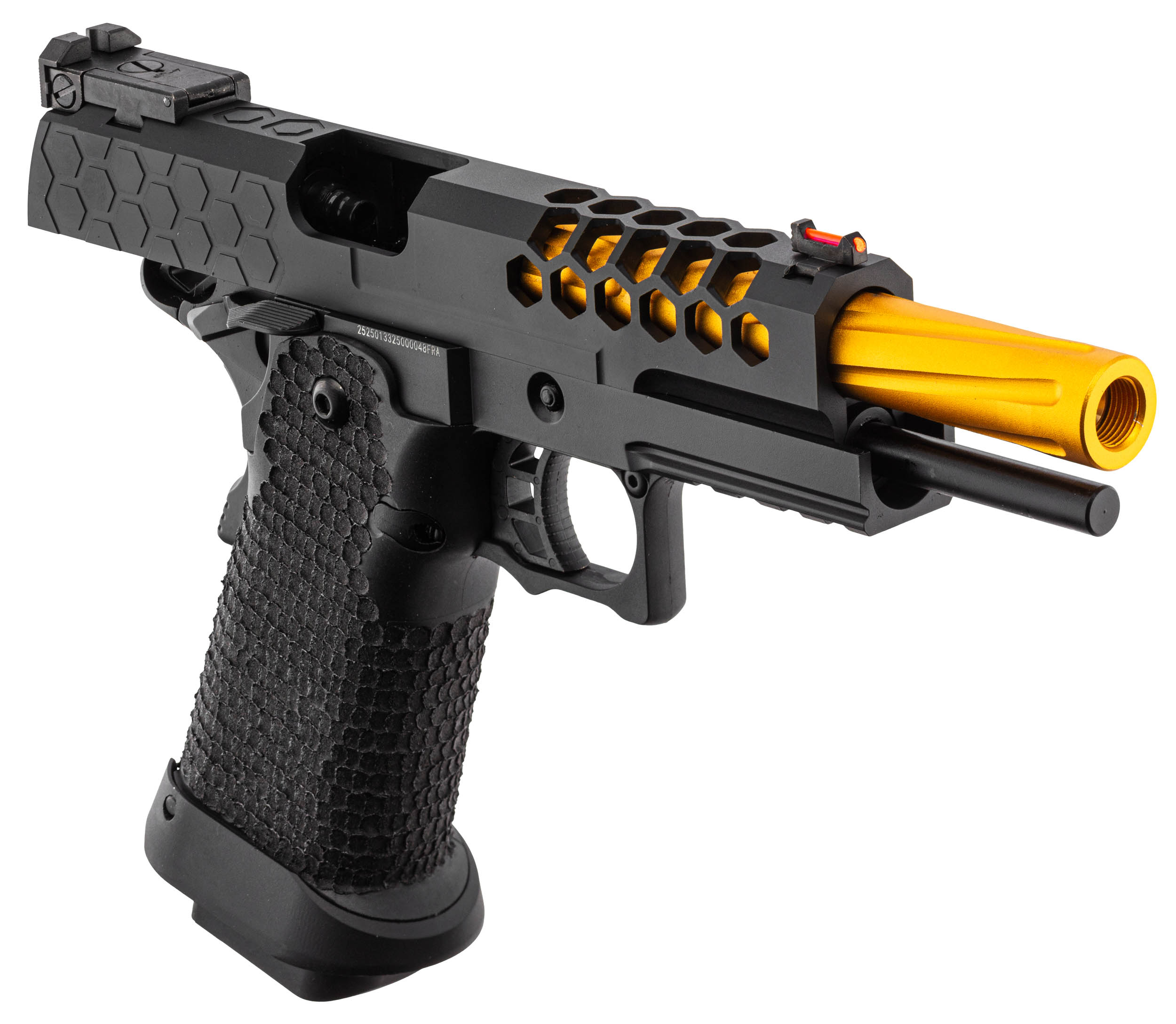 Golden Eagle 5.1 Hi-Capa Hex-Cut GBB Airsoft Pistole, Black/Gold