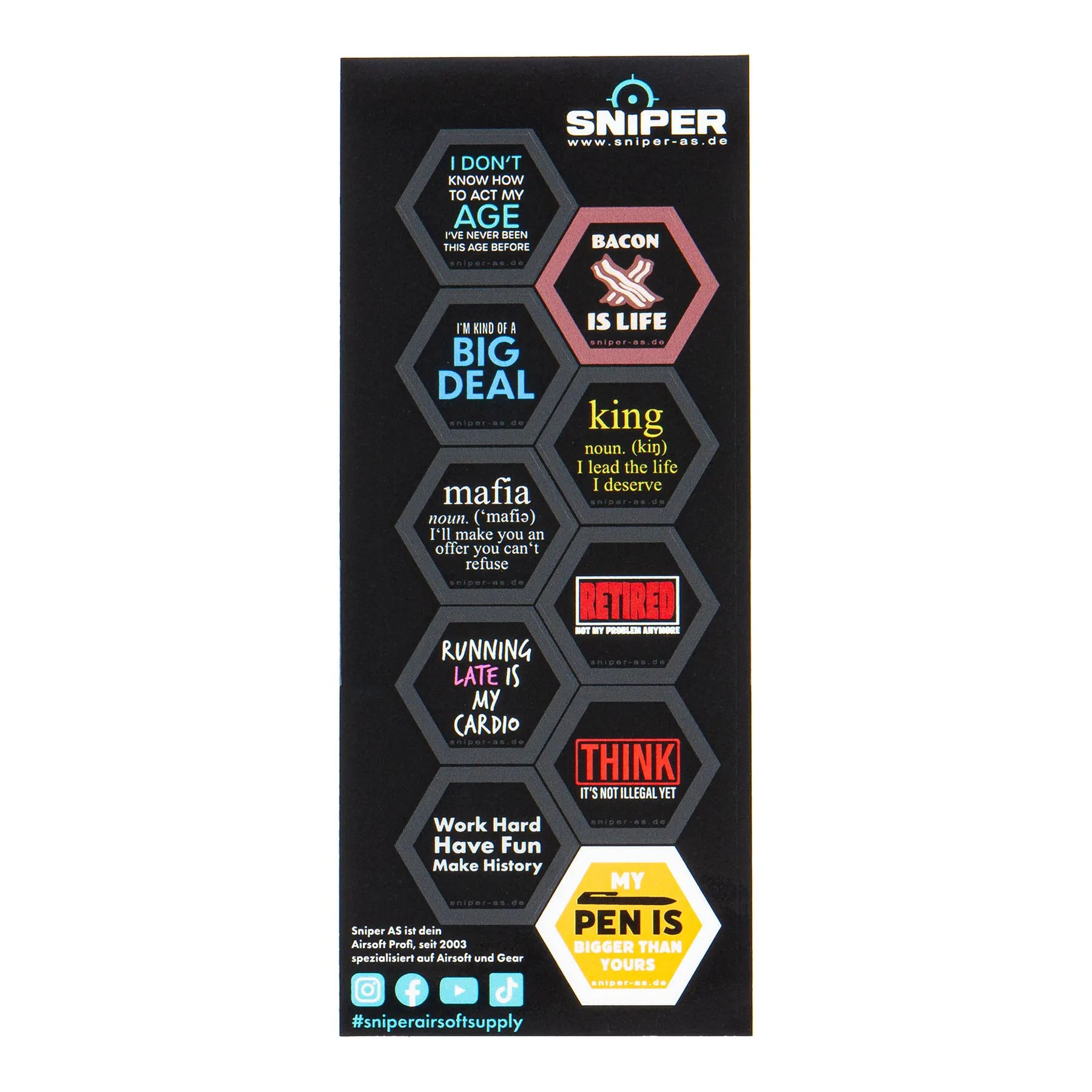 Aufkleber Set, Vinyl Hex Decals, catchphrases #4