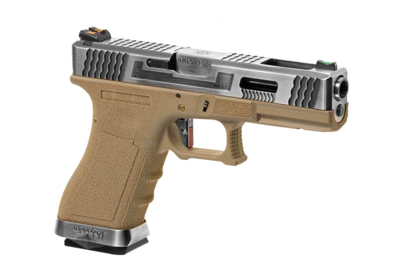 WE Force 08 Silver Barrel Metal-Slide GBB Softair, Tan