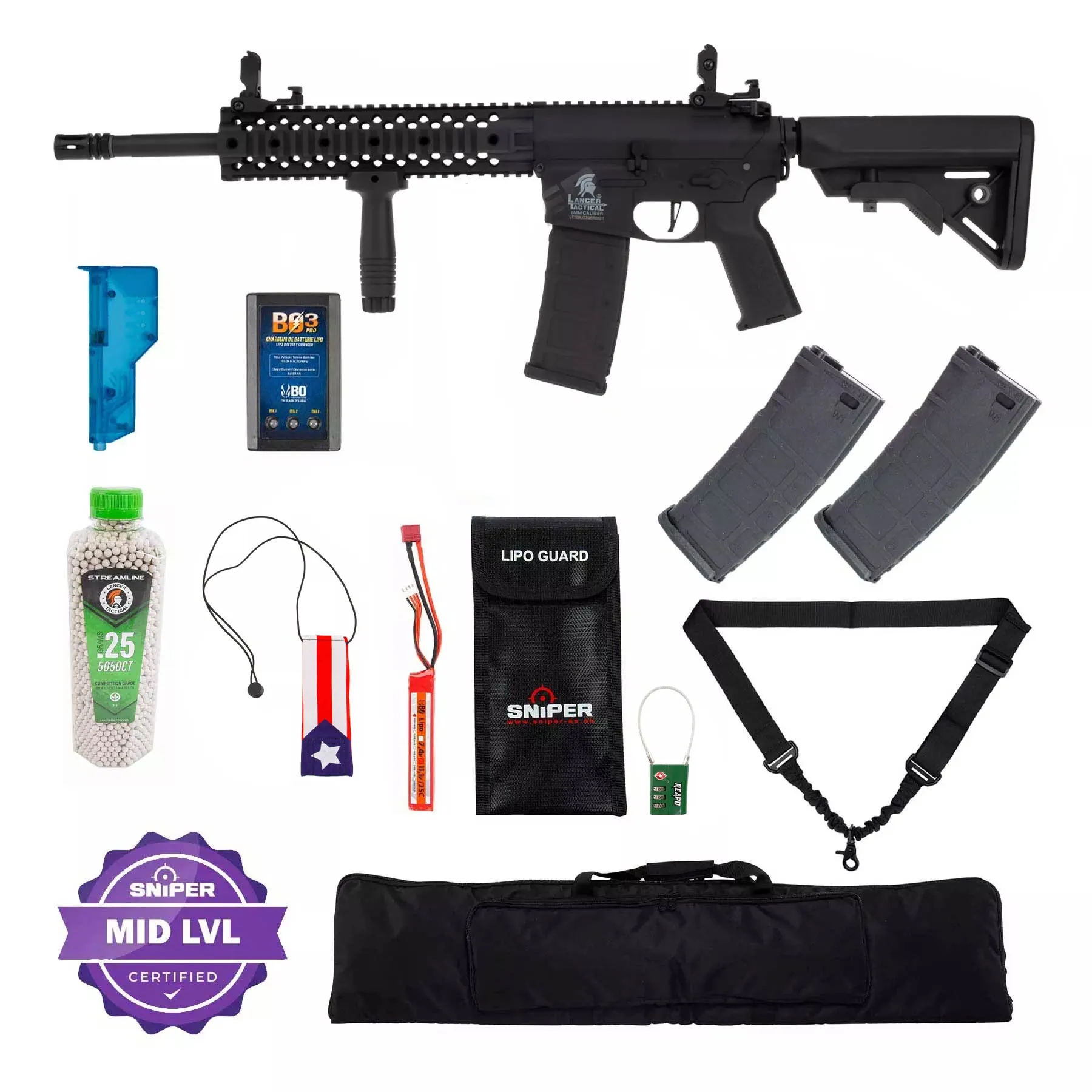 Einsteiger Set #3 - Lancer M4 EVO w/ Nebula ETU (S)AEG, Black Einsteiger Set #3 - Lancer M4 EVO w/ Nebula ETU (S)AEG, Black