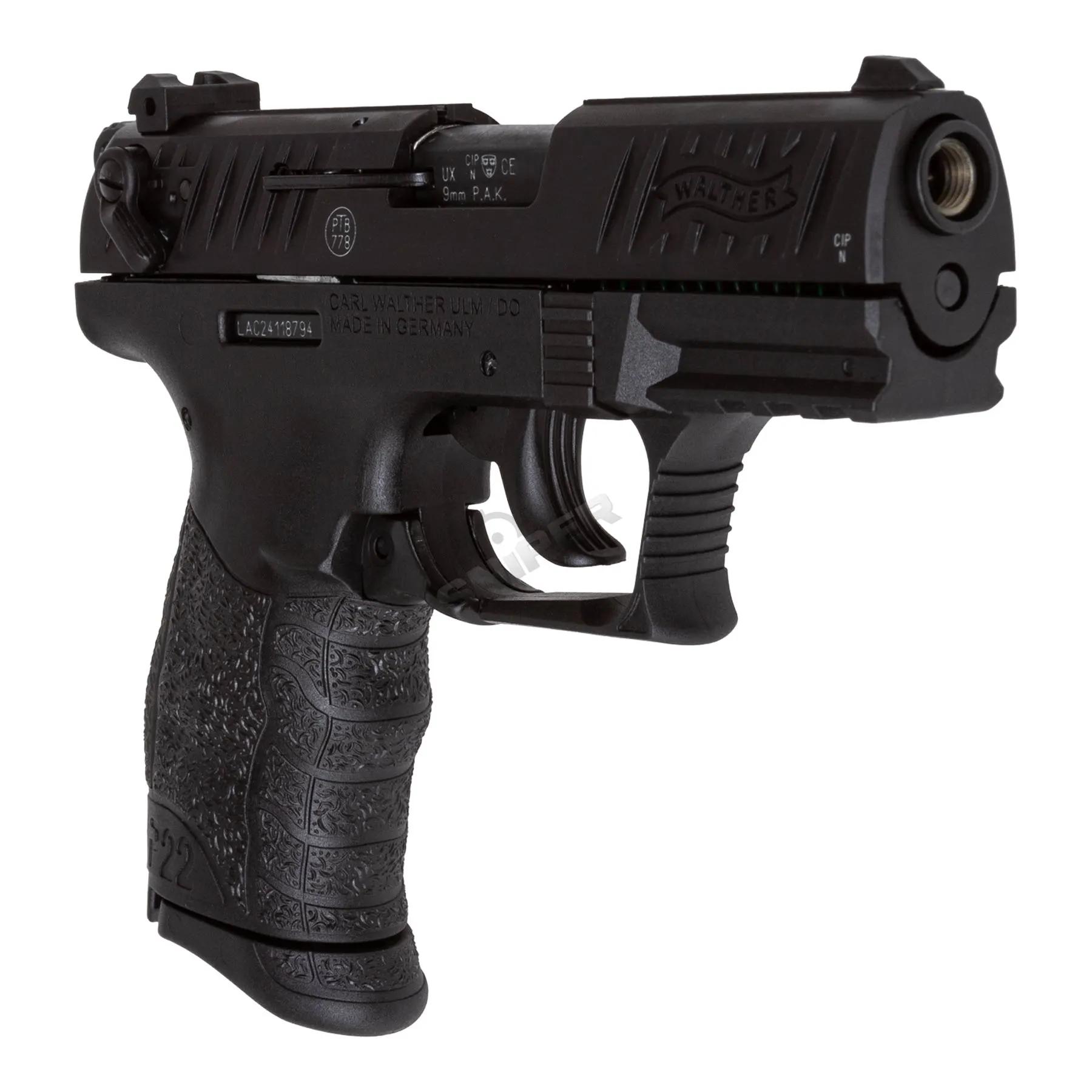 Walther P22Q 9mm P.A.K. Schreckschusspistole R2D-Kit, Black
