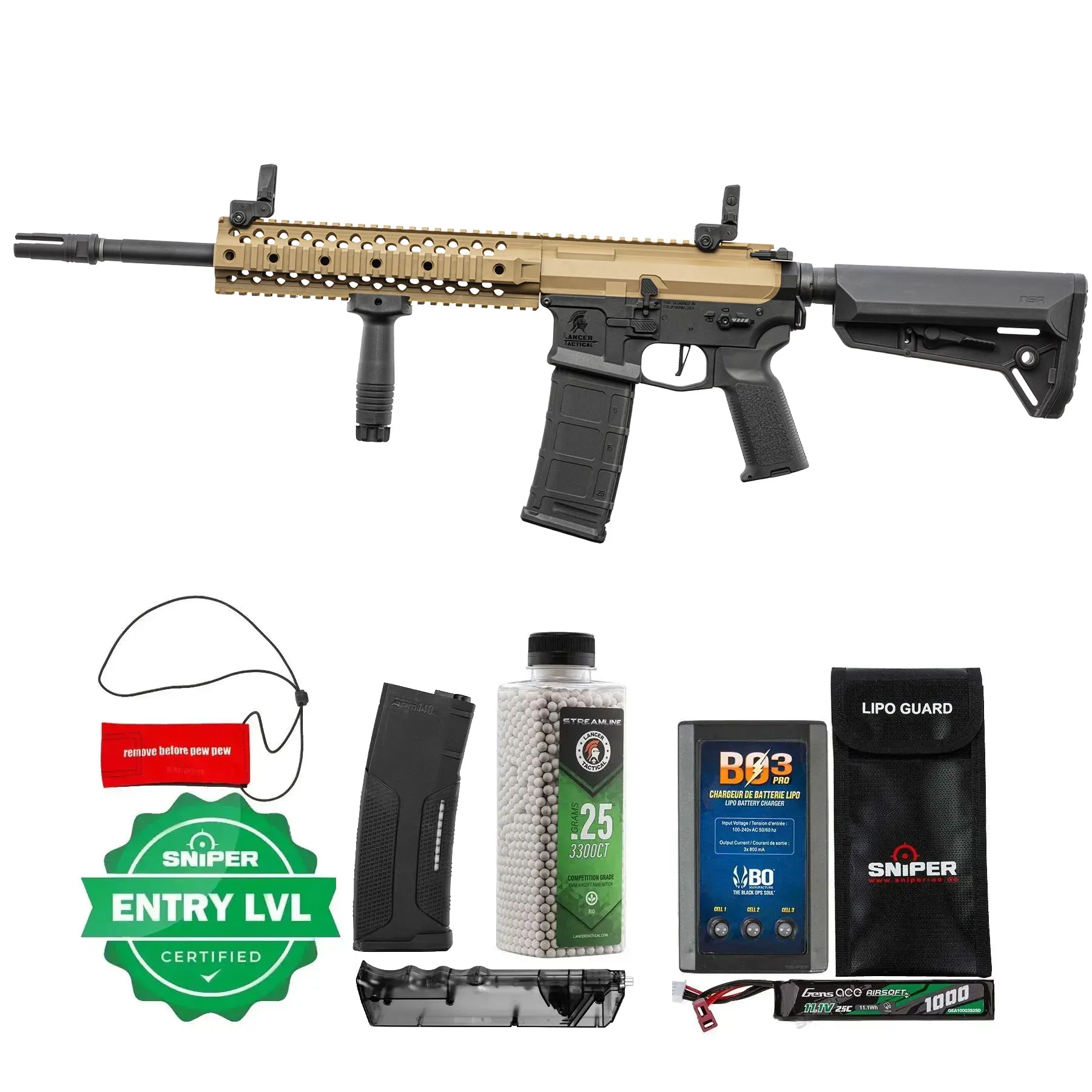 Einsteiger Set #1 - Lancer Tactical LT-12 M4 w/ ETU (S)AEG, Dualtone