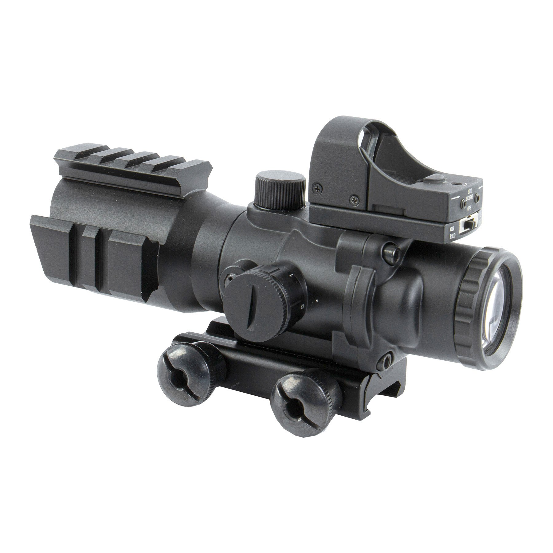 Theta Optics 4x32 Rhino Scope w/ Micro Red Dot, Black
