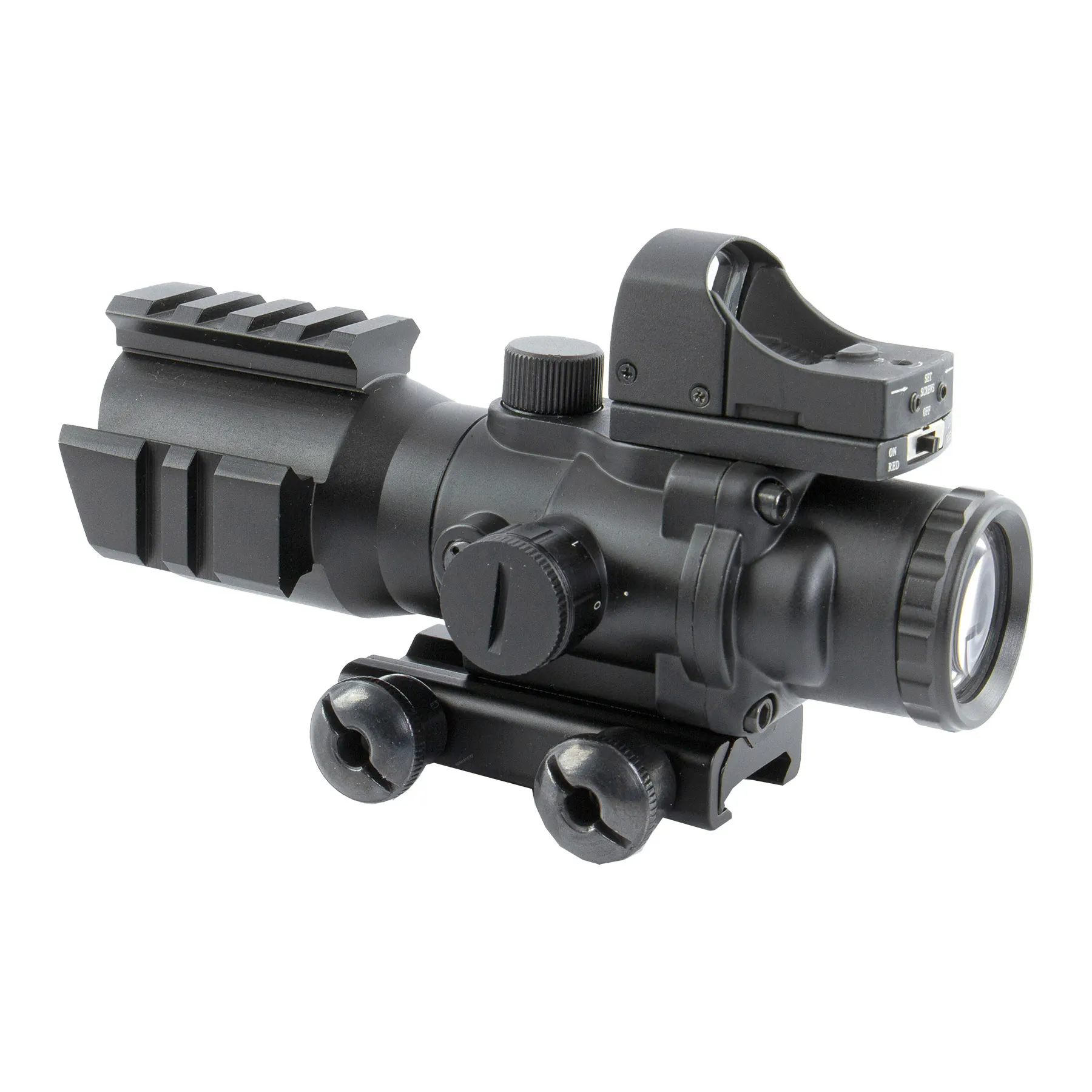 Theta Optics 4x32 Rhino Scope w/ Micro Red Dot, Black Theta Optics 4x32 Rhino Scope w/ Micro Red Dot, Black