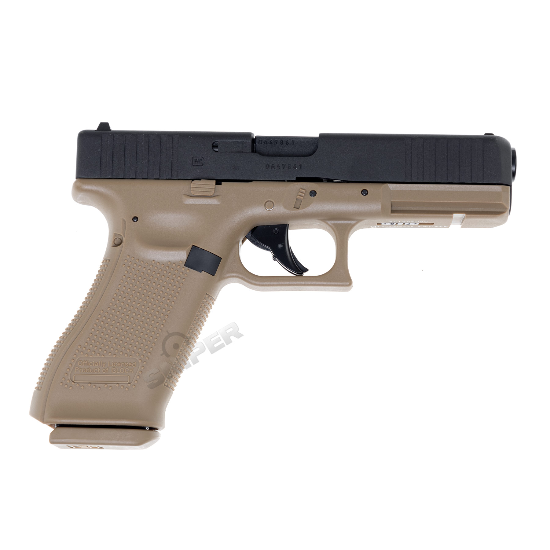 Glock 17 Gen 5 GBB Softair Pistole, Black/Tan