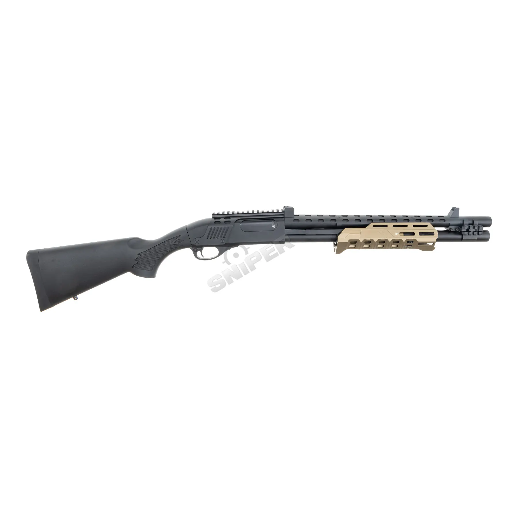 Golden Eagle M870 Strike Industries Action Pumpgun, Tan
