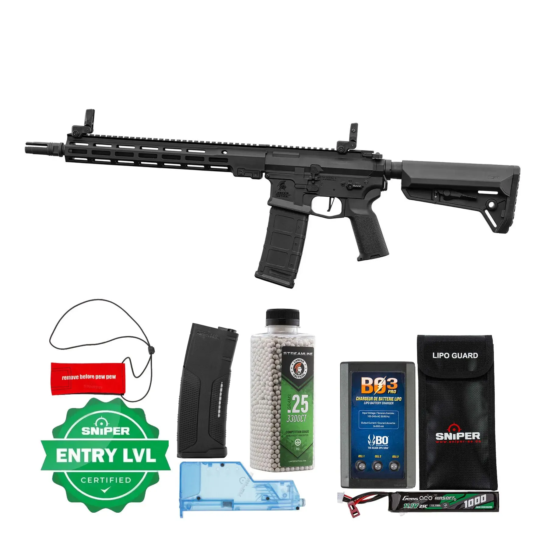 Einsteiger Set #1 - Lancer LT-44 Stalker 12" NSR w/ Nebula ETU (S)AEG, Black