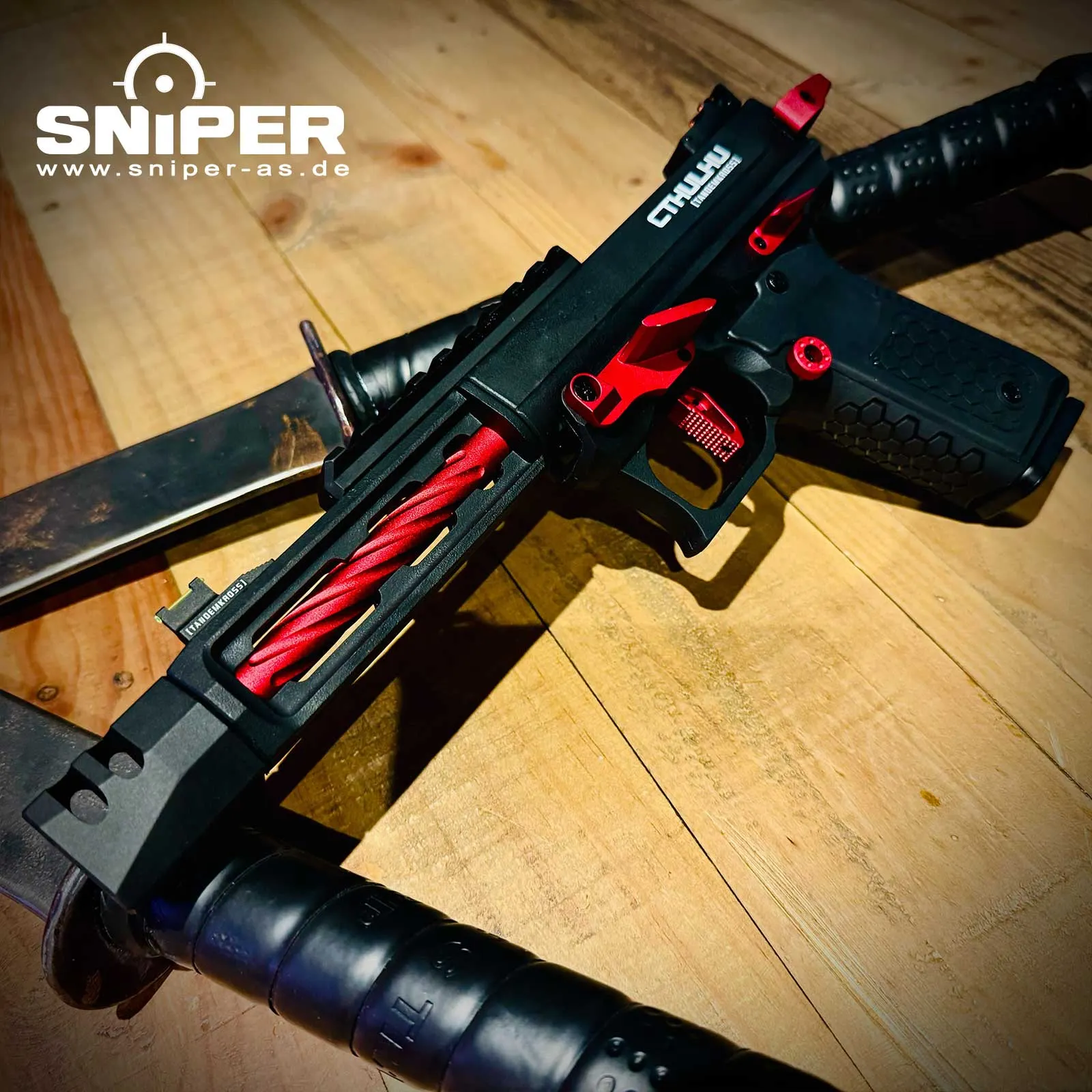 Lancer Tandemkross Cthulhu GBB Softair Pistole, Black/Red Lancer Tandemkross Cthulhu GBB Softair Pistole, Black/Red