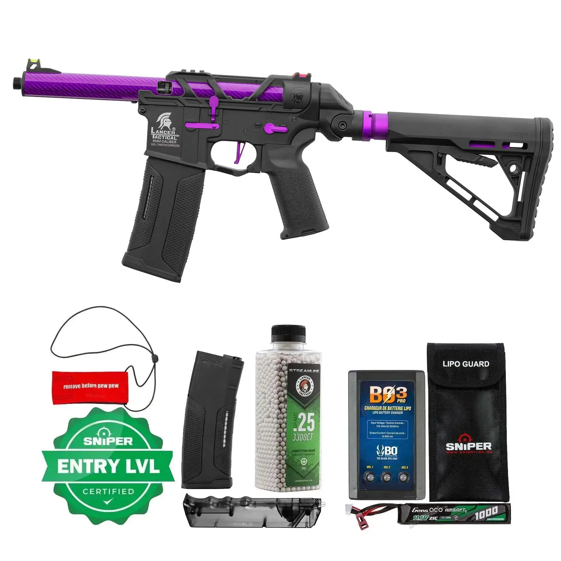 Einsteiger Set #1 - Lancer Tactical x AIRTAC M4 Speedsoft Gen3, Purple