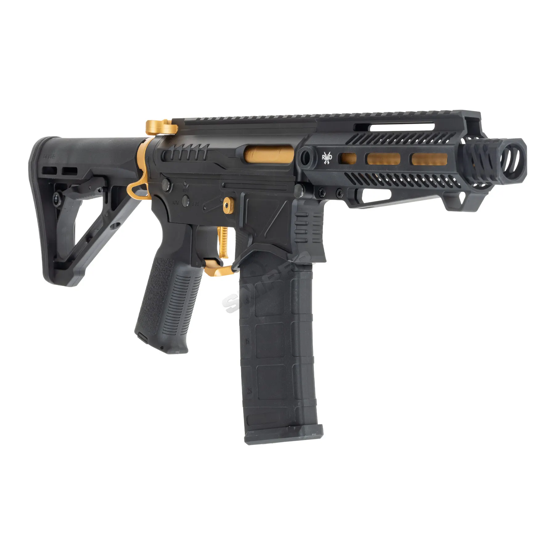 Zion Arms PW9 M4 M-Lok 6" (S)AEG, Black/Gold Zion Arms PW9 M4 M-Lok 6" (S)AEG, Black/Gold