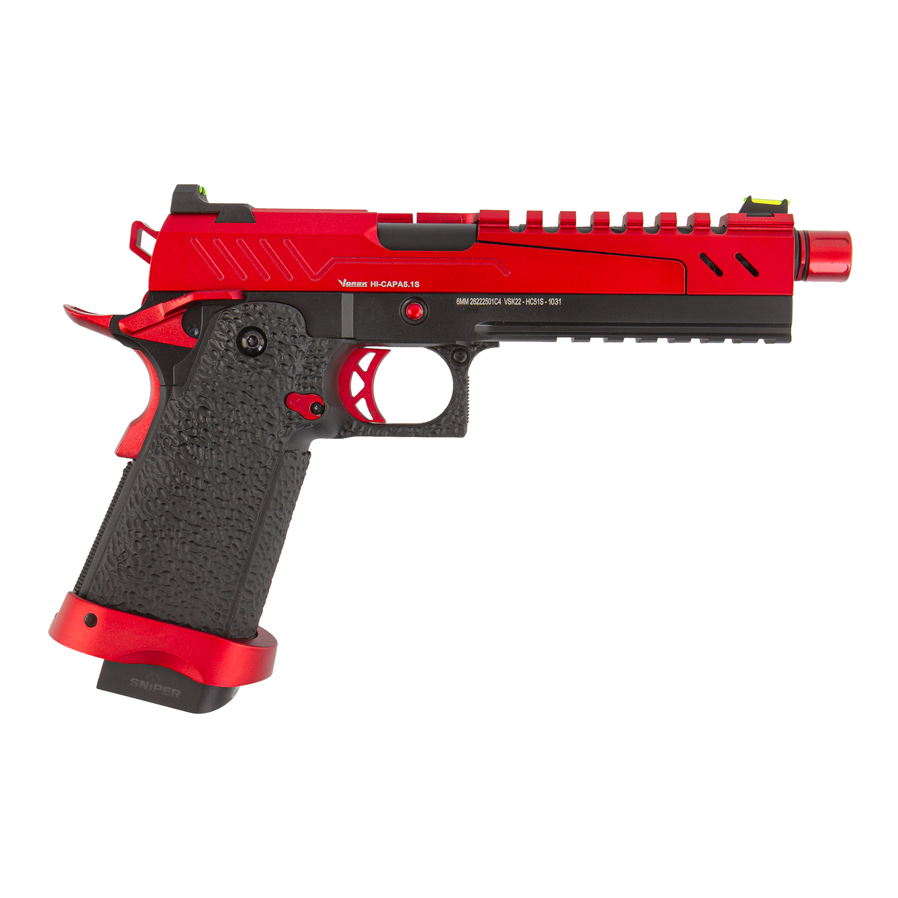 Vorsk Hi-Capa 5.1 Red/Black Split Slide GBB Softair Pistole